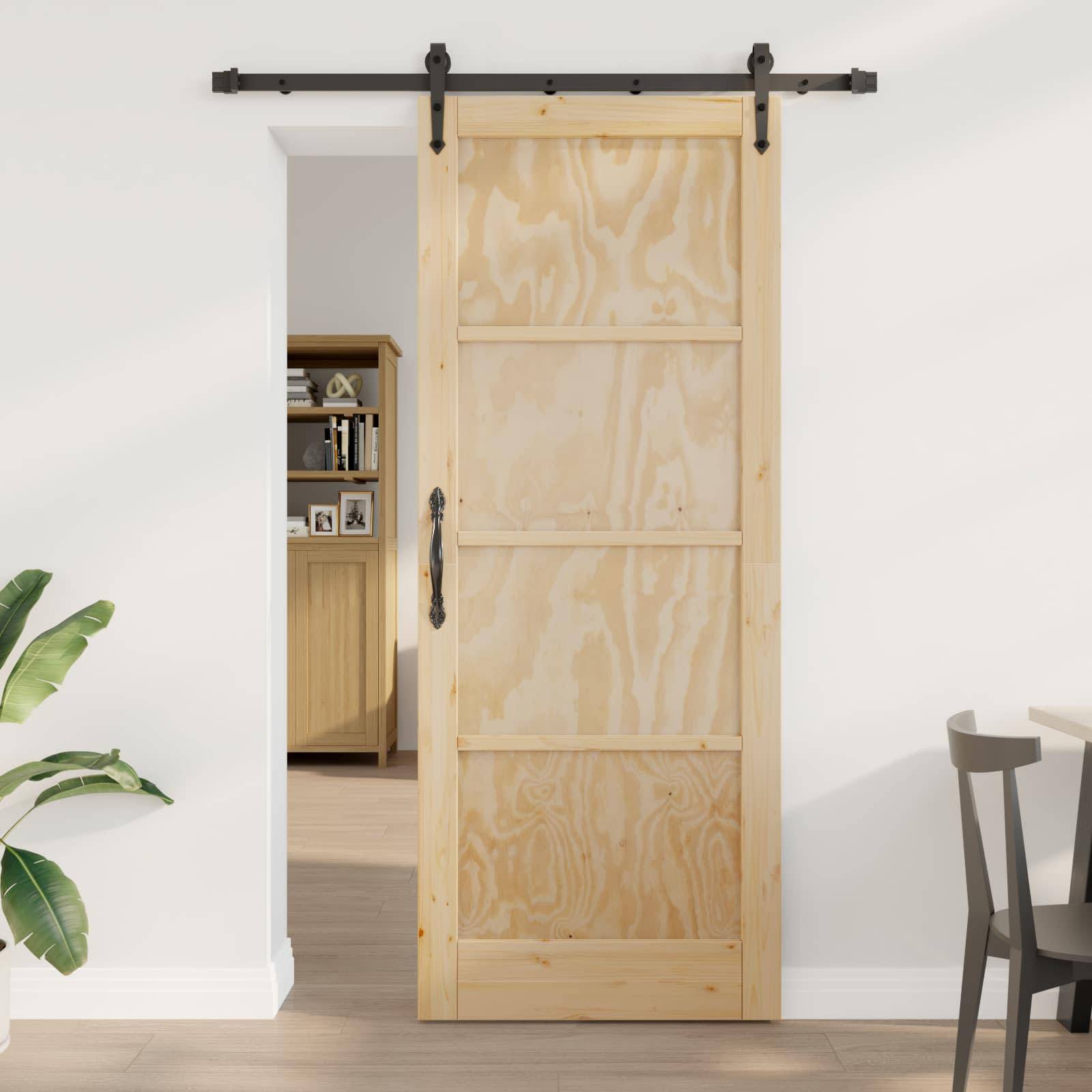 vidaXL Schiebetür ORKDAL Natur 83 x 211 cm Massives Kiefernholz