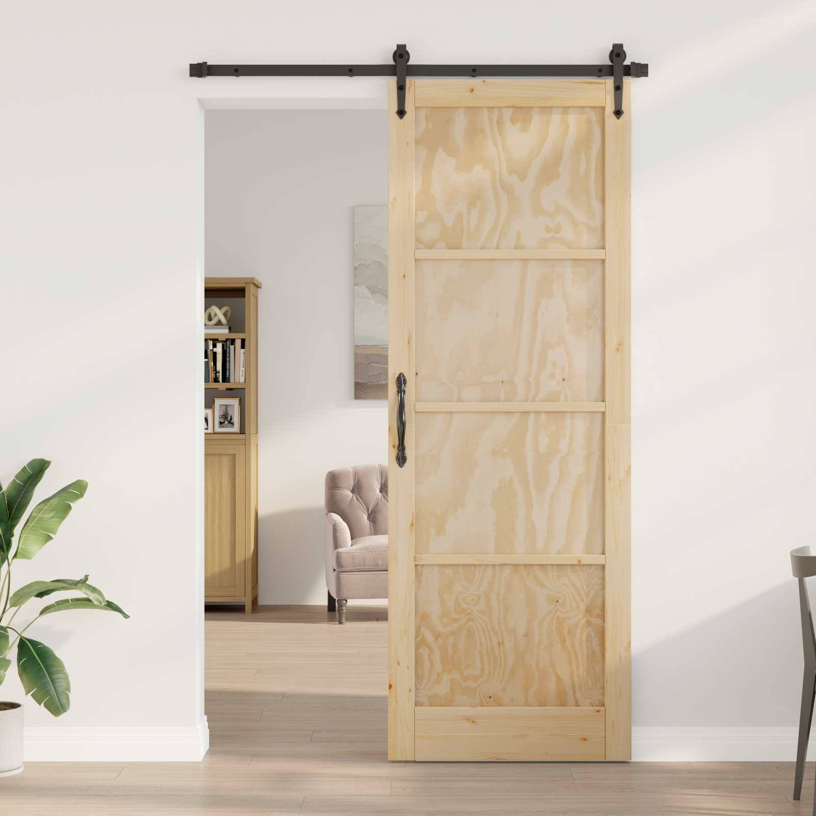 vidaXL Schiebetür ORKDAL Natur 83 x 232 cm Massives Kiefernholz