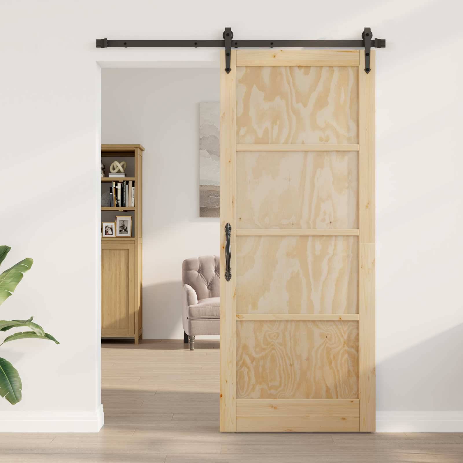 vidaXL Schiebetür ORKDAL Natur 86 x 211 cm Massives Kiefernholz