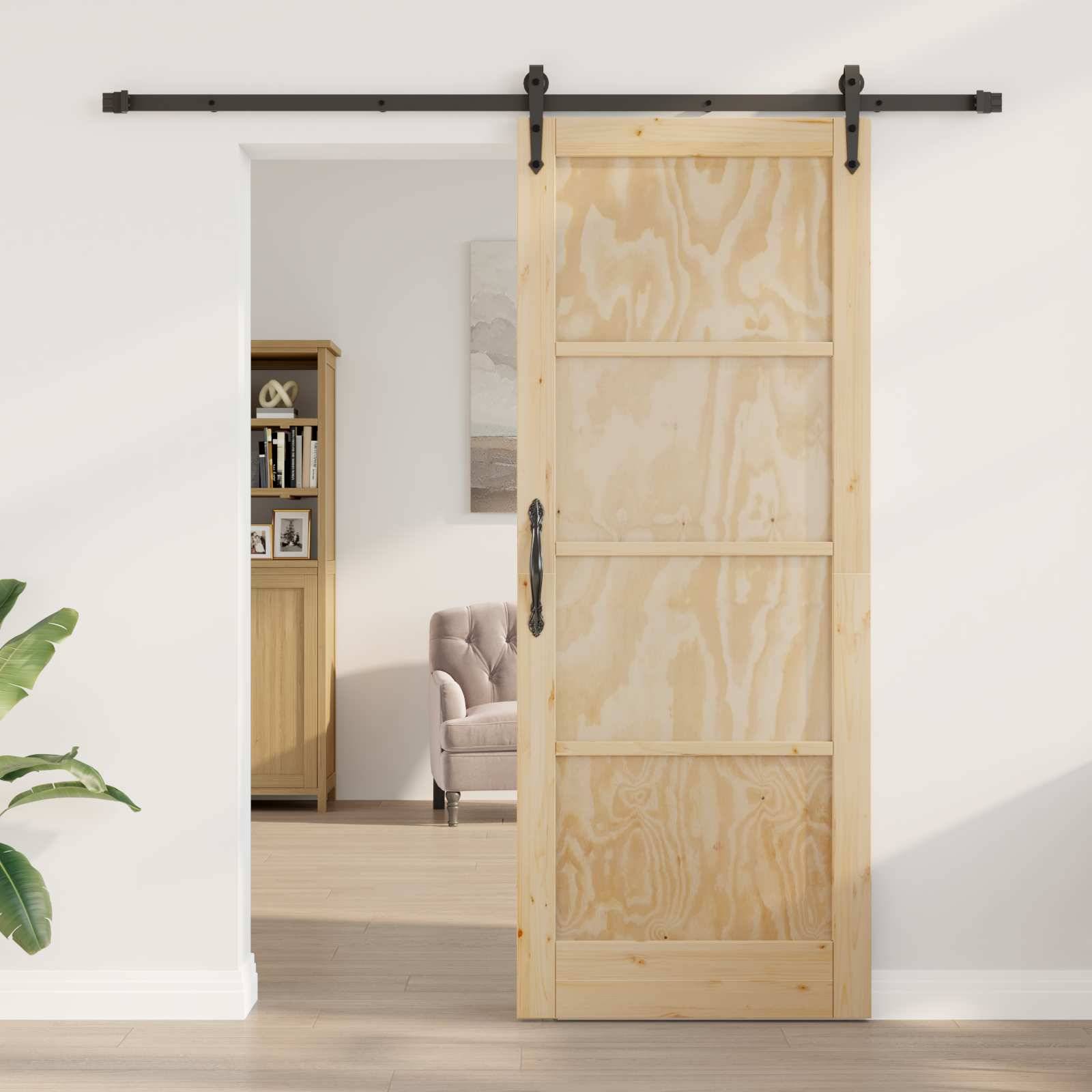 vidaXL Schiebetür ORKDAL Natur 83 x 211 cm Massives Kiefernholz