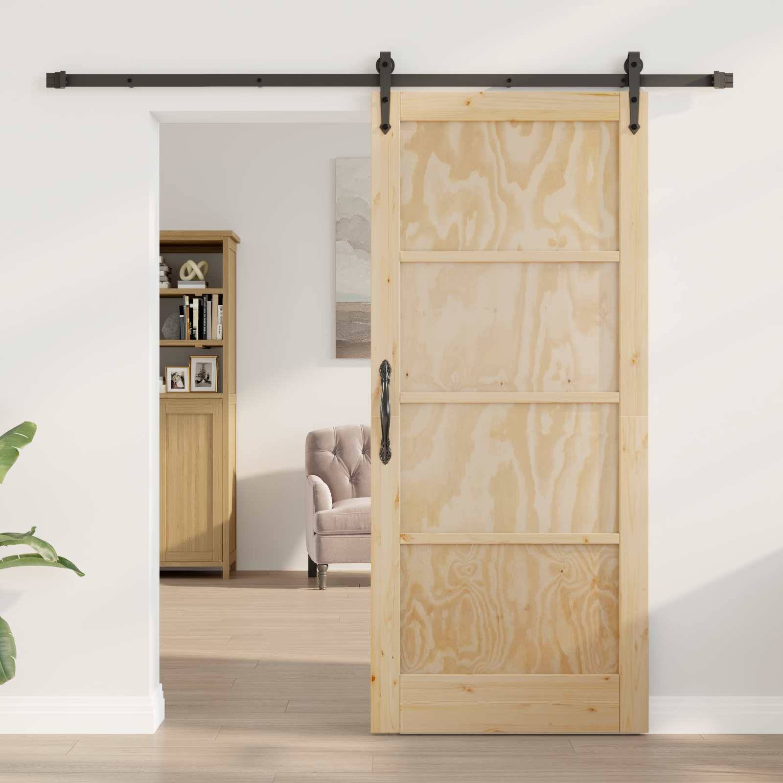 vidaXL Schiebetür ORKDAL Natur 86 x 198,5 cm Massives Kiefernholz