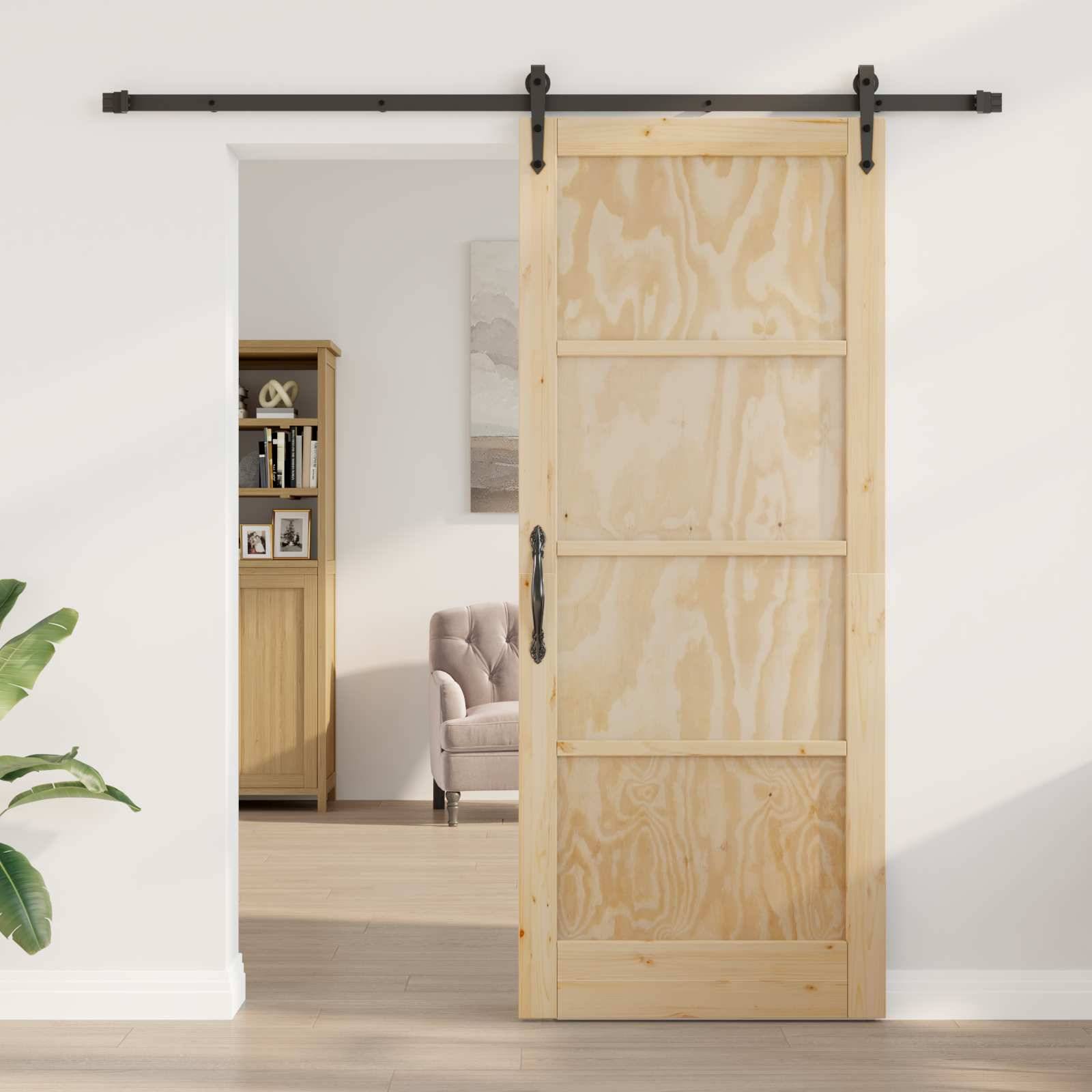 vidaXL Schiebetür ORKDAL Natur 86 x 211 cm Massives Kiefernholz