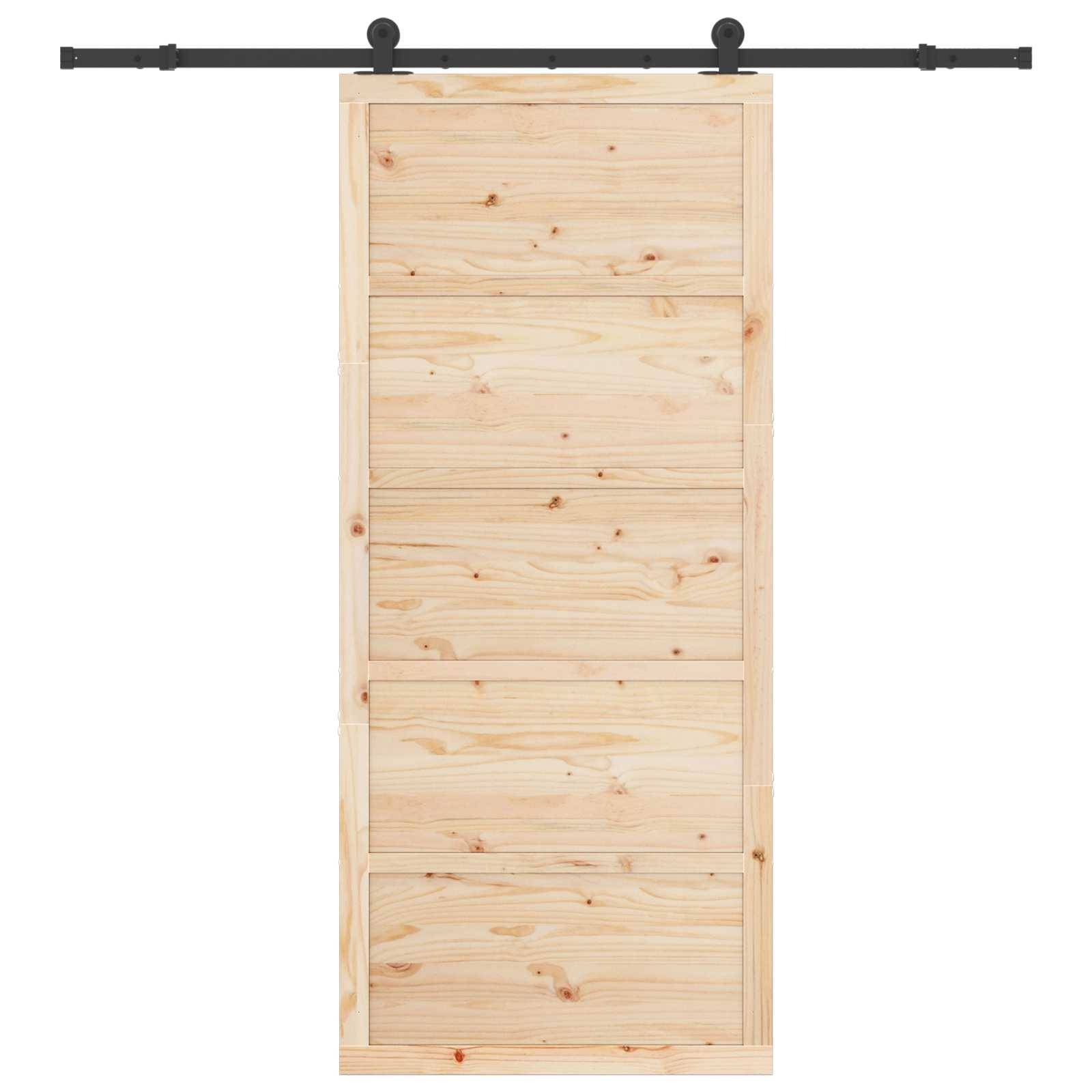 vidaXL Schiebetür Natur 100 x 208 cm Massives Kiefernholz