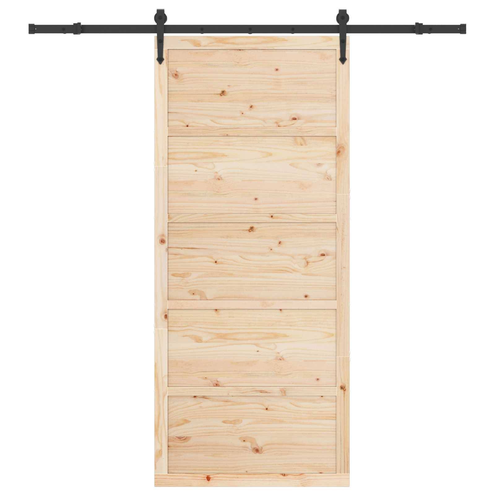 vidaXL Schiebetür Natur 100 x 208 cm Massives Kiefernholz