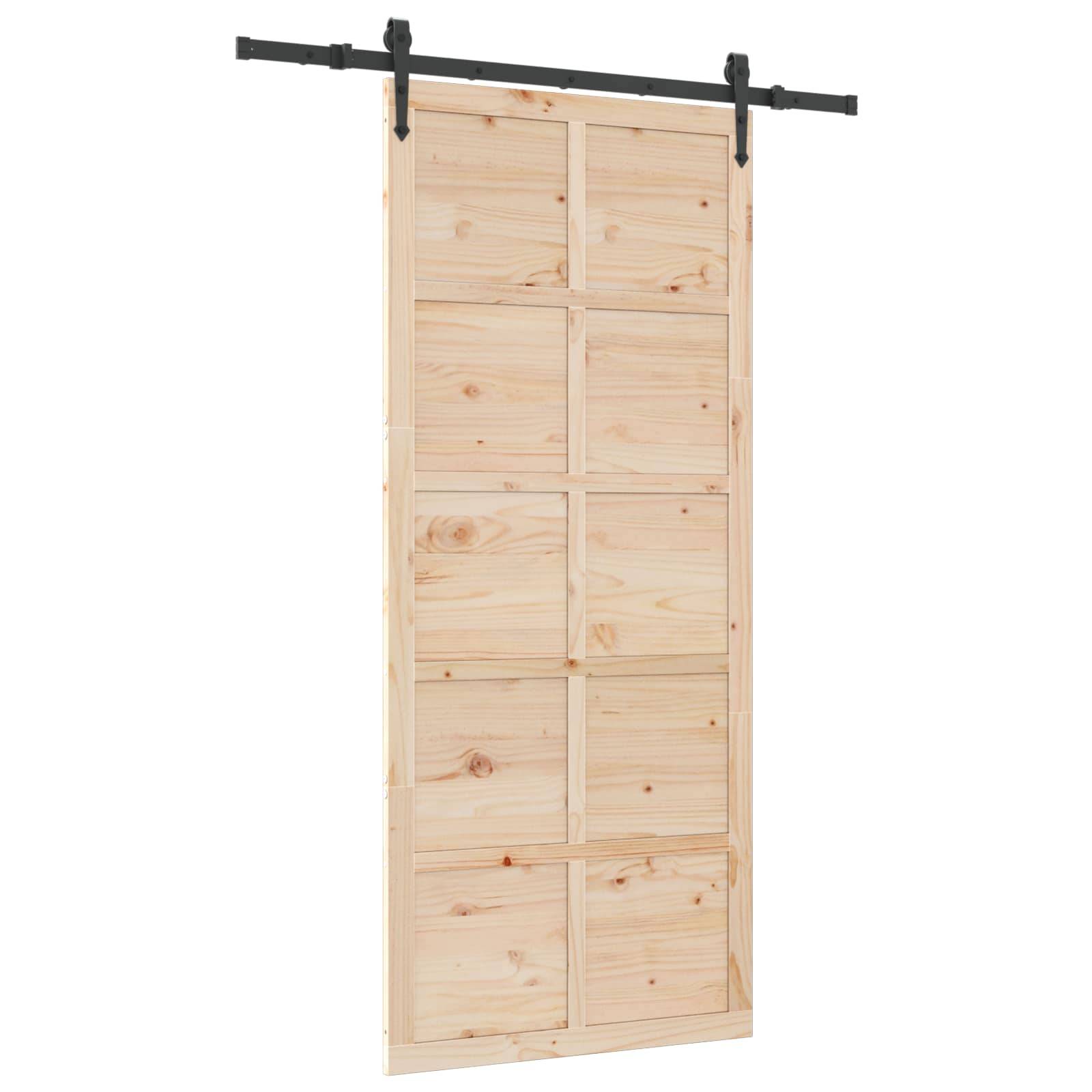 vidaXL Schiebetür Natur 80 x 208 cm Massives Kiefernholz