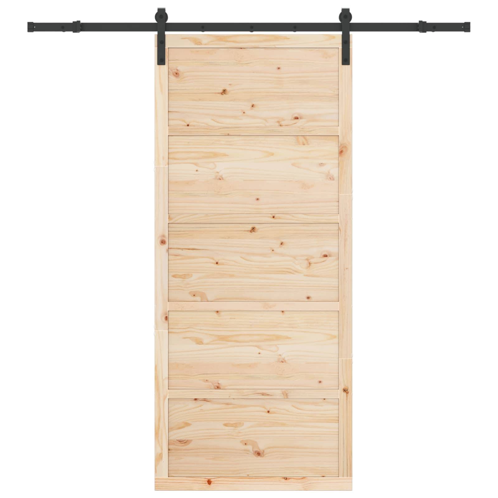 vidaXL Schiebetür Natur 100 x 208 cm Massives Kiefernholz