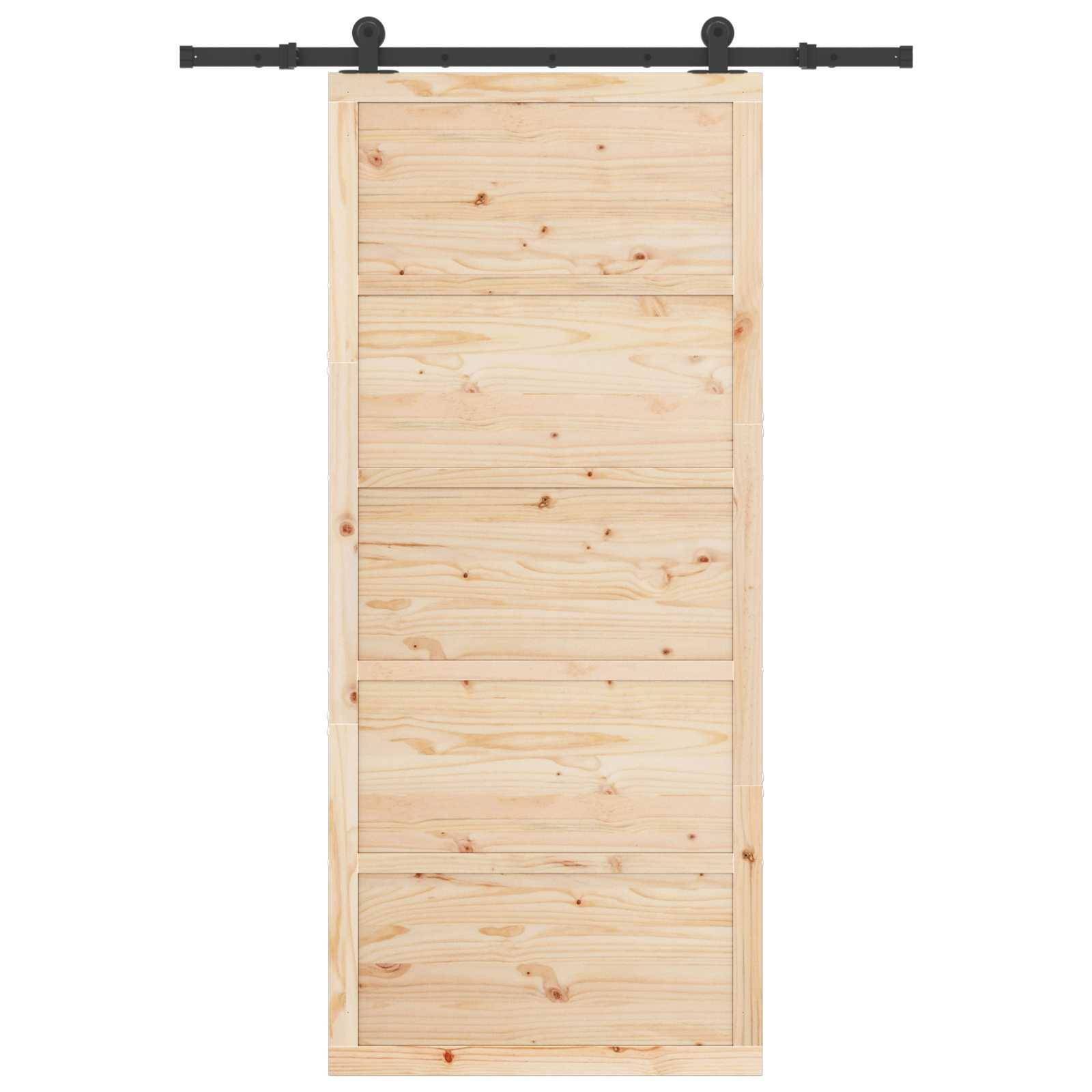 vidaXL Schiebetür Natur 80 x 208 cm Massives Kiefernholz