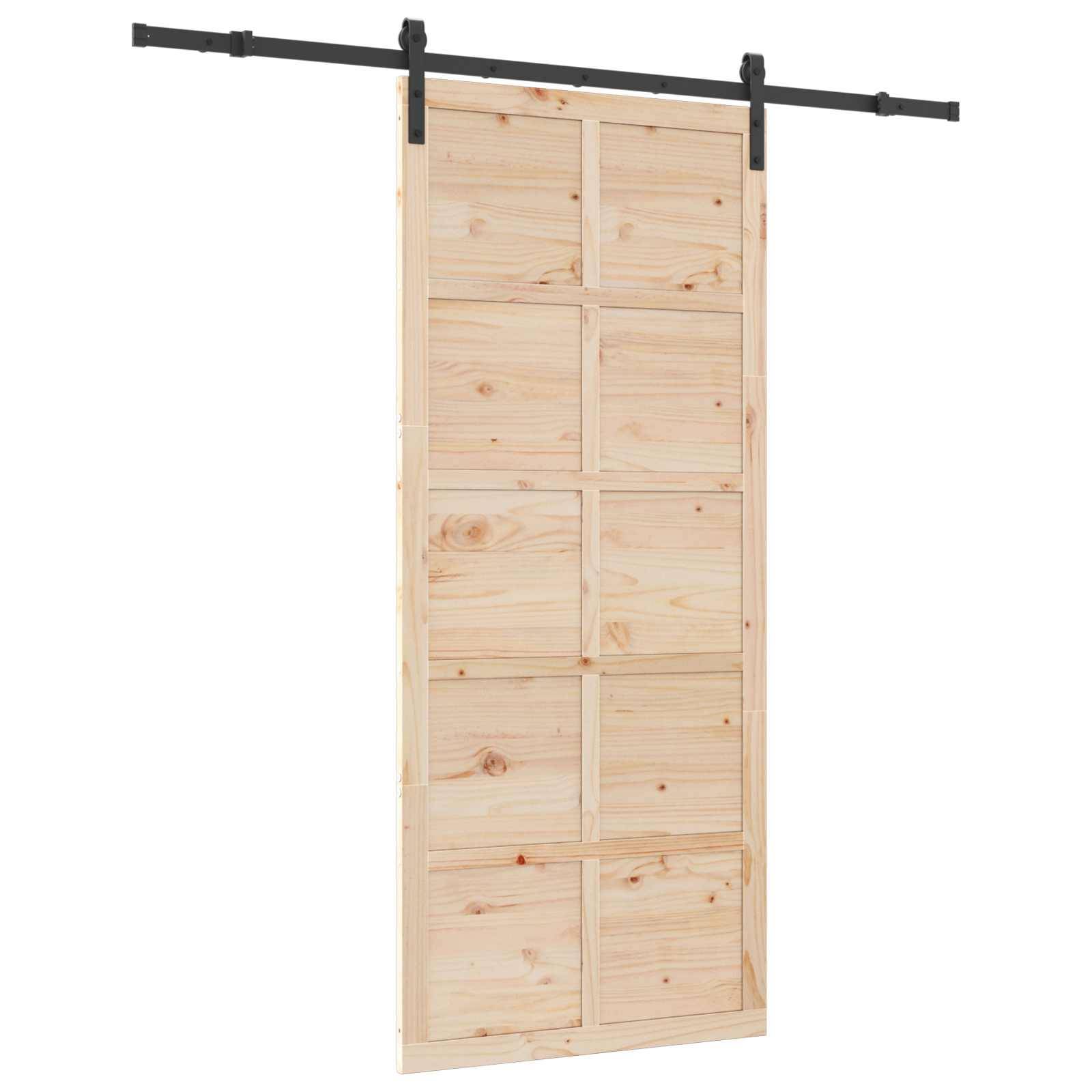 vidaXL Schiebetür Natur 100 x 208 cm Massives Kiefernholz