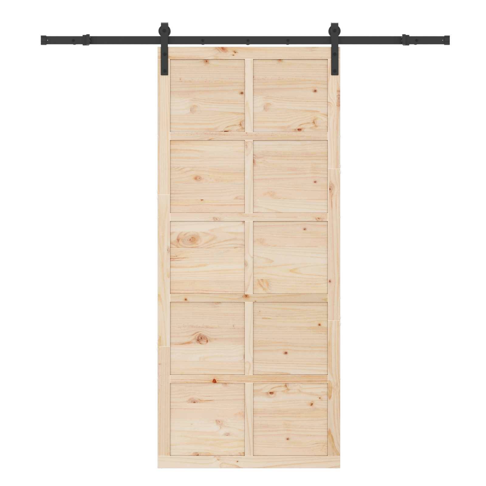 vidaXL Schiebetür Natur 100 x 208 cm Massives Kiefernholz