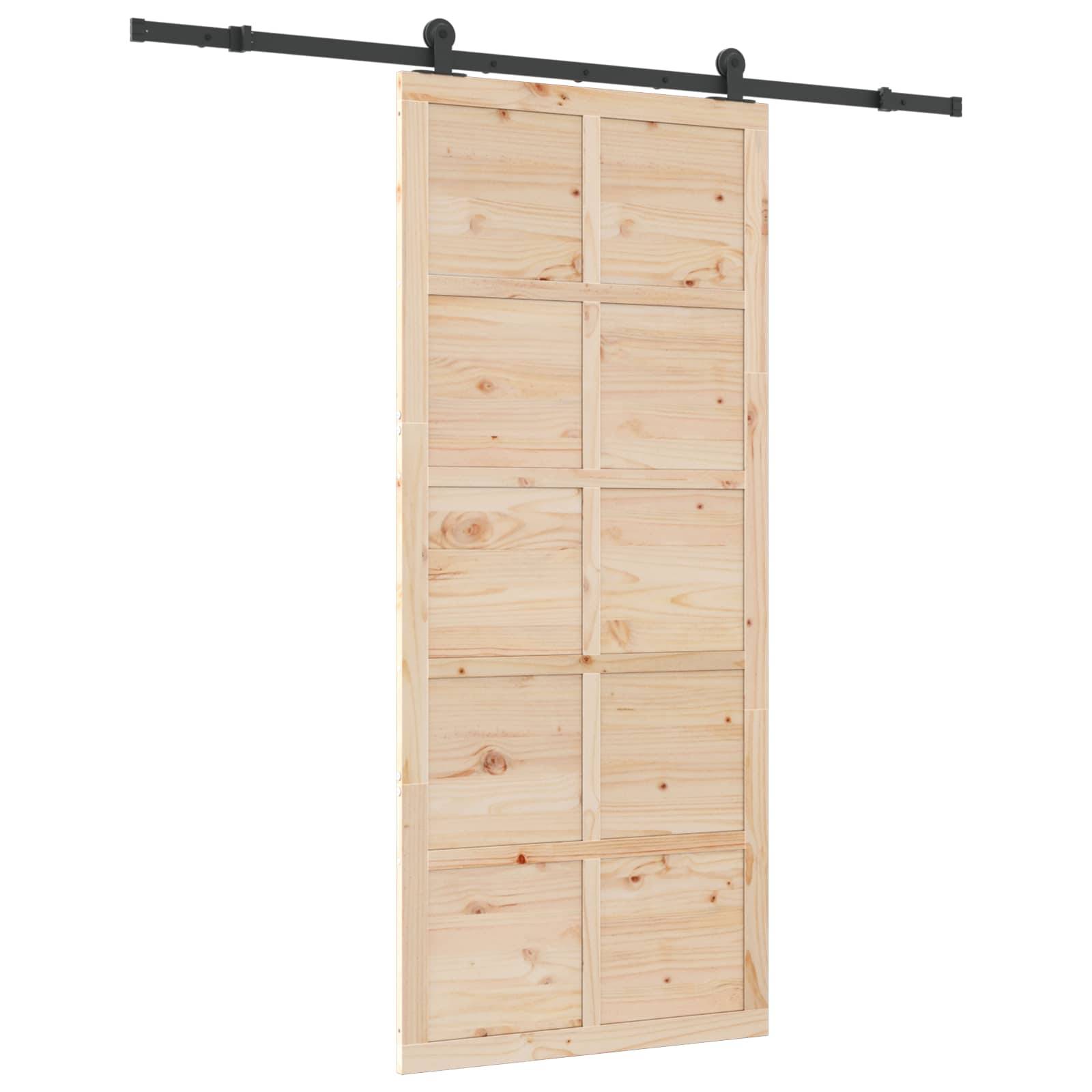vidaXL Schiebetür Natur 90 x 208 cm Massives Kiefernholz