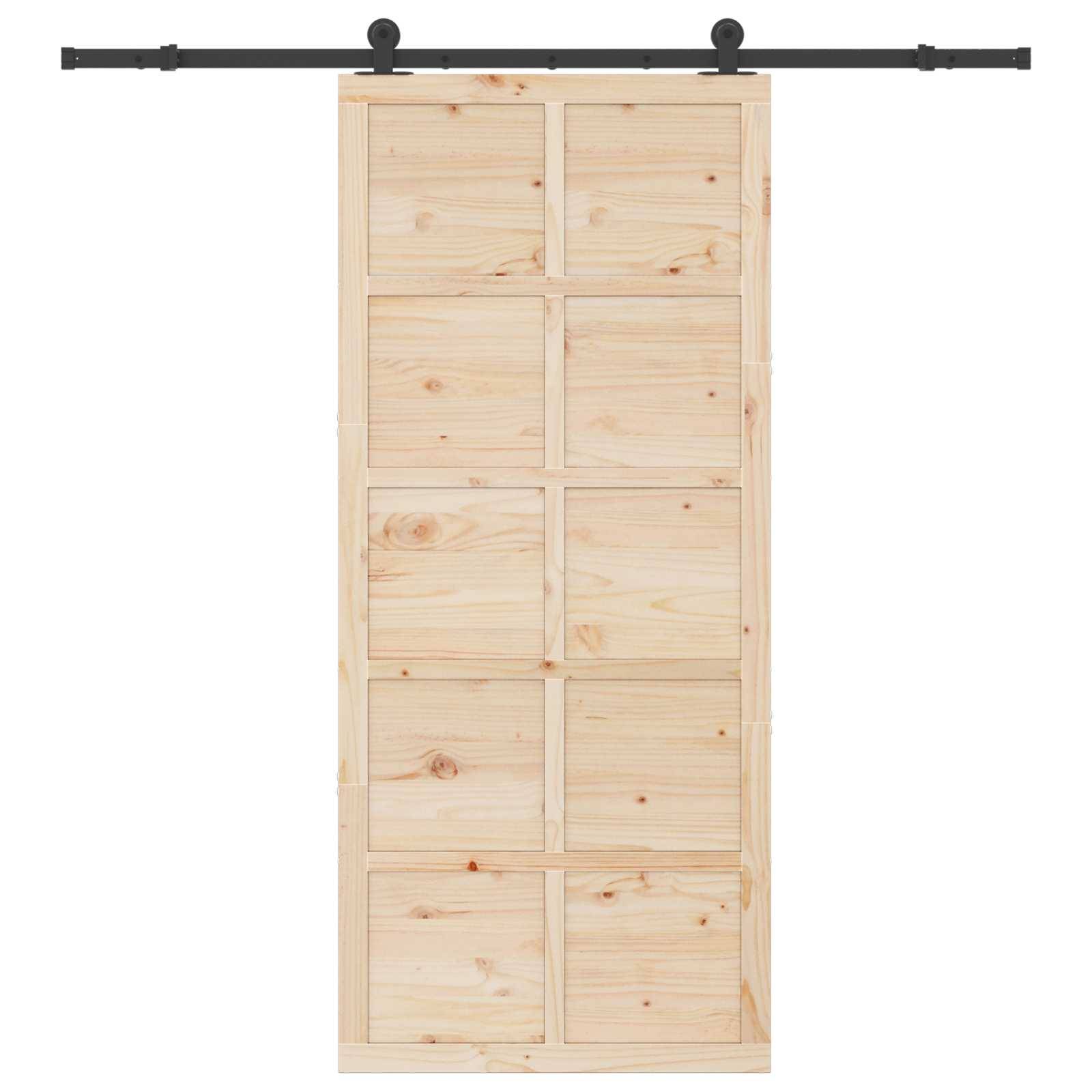 vidaXL Schiebetür Natur 90 x 208 cm Massives Kiefernholz