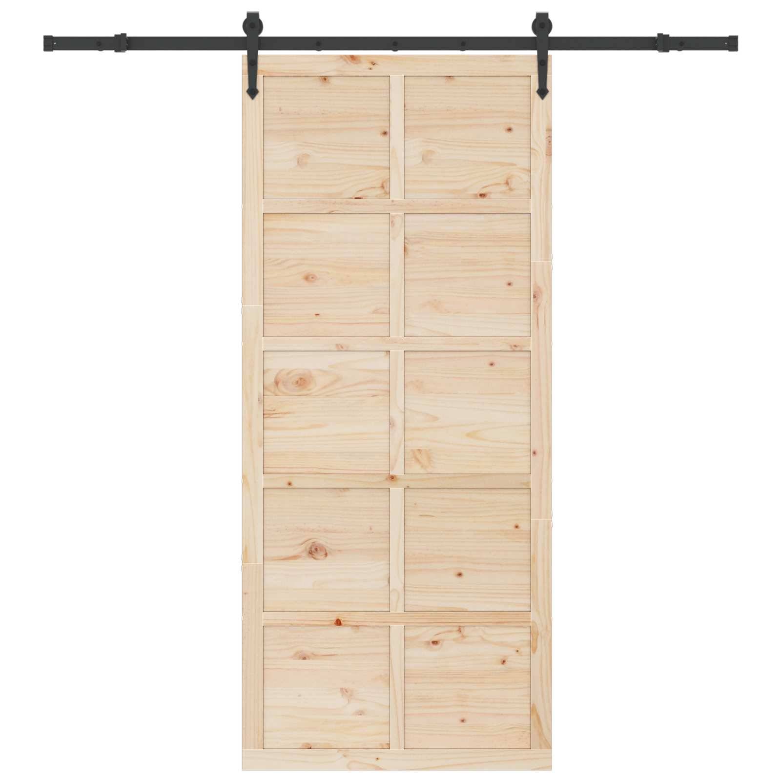 vidaXL Schiebetür Natur 100 x 208 cm Massives Kiefernholz