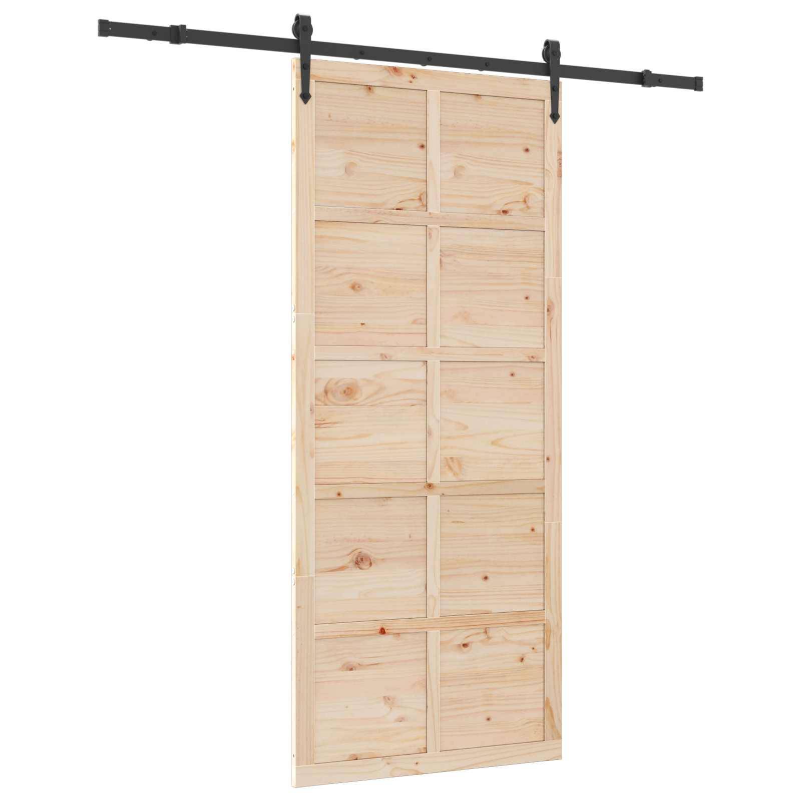 vidaXL Schiebetür Natur 90 x 208 cm Massives Kiefernholz