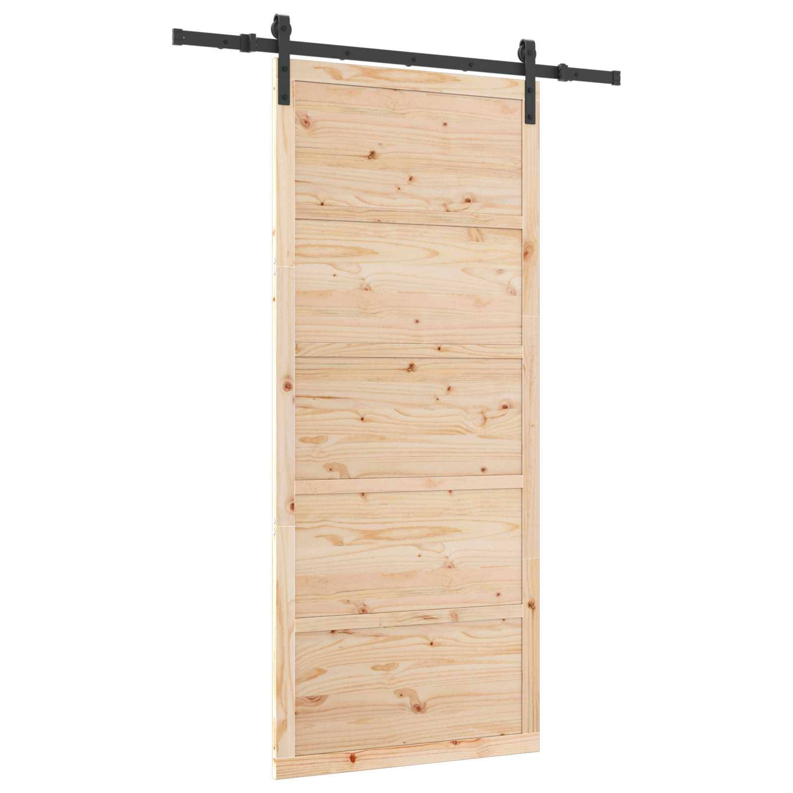 vidaXL Schiebetür Natur 80 x 208 cm Massives Kiefernholz