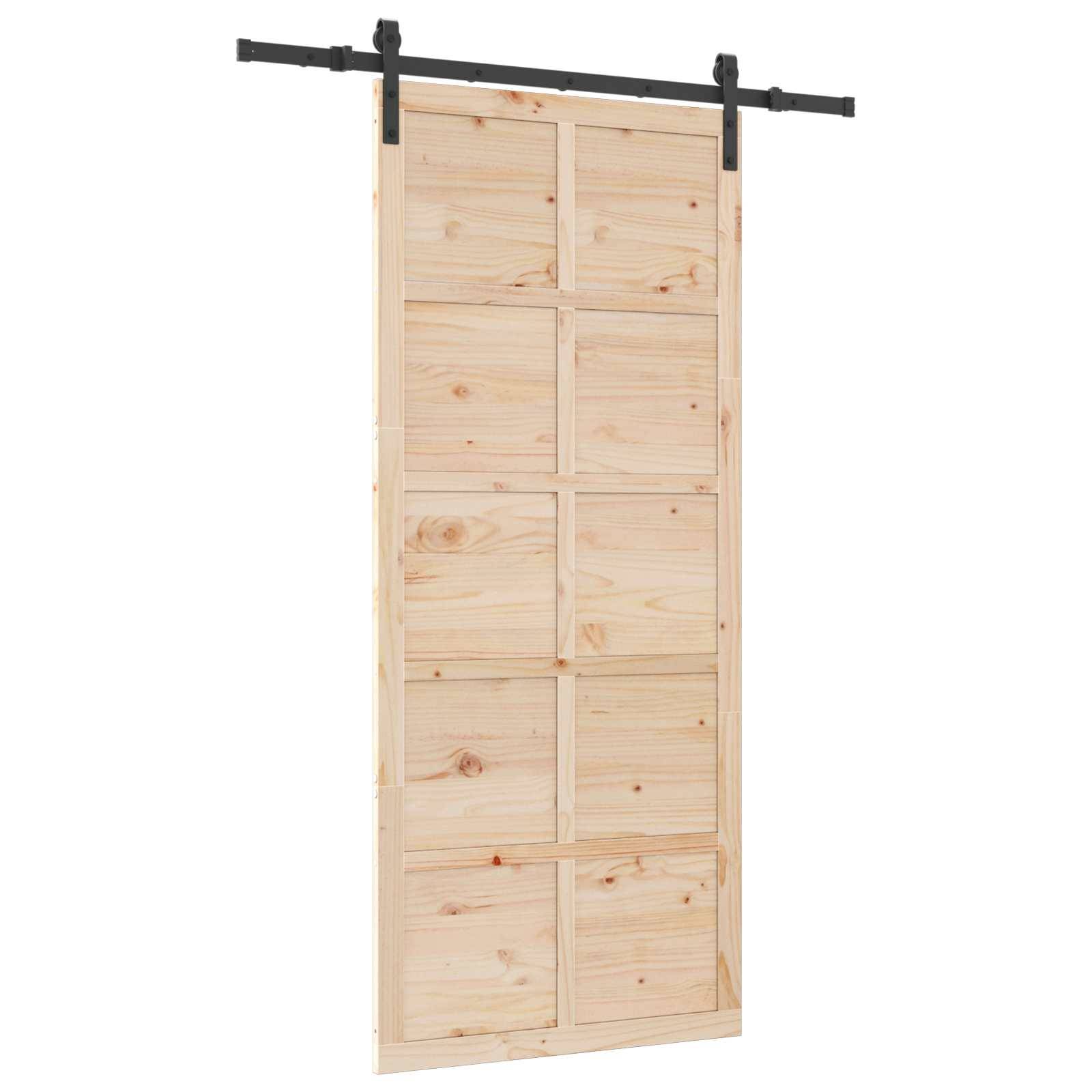vidaXL Schiebetür Natur 80 x 208 cm Massives Kiefernholz