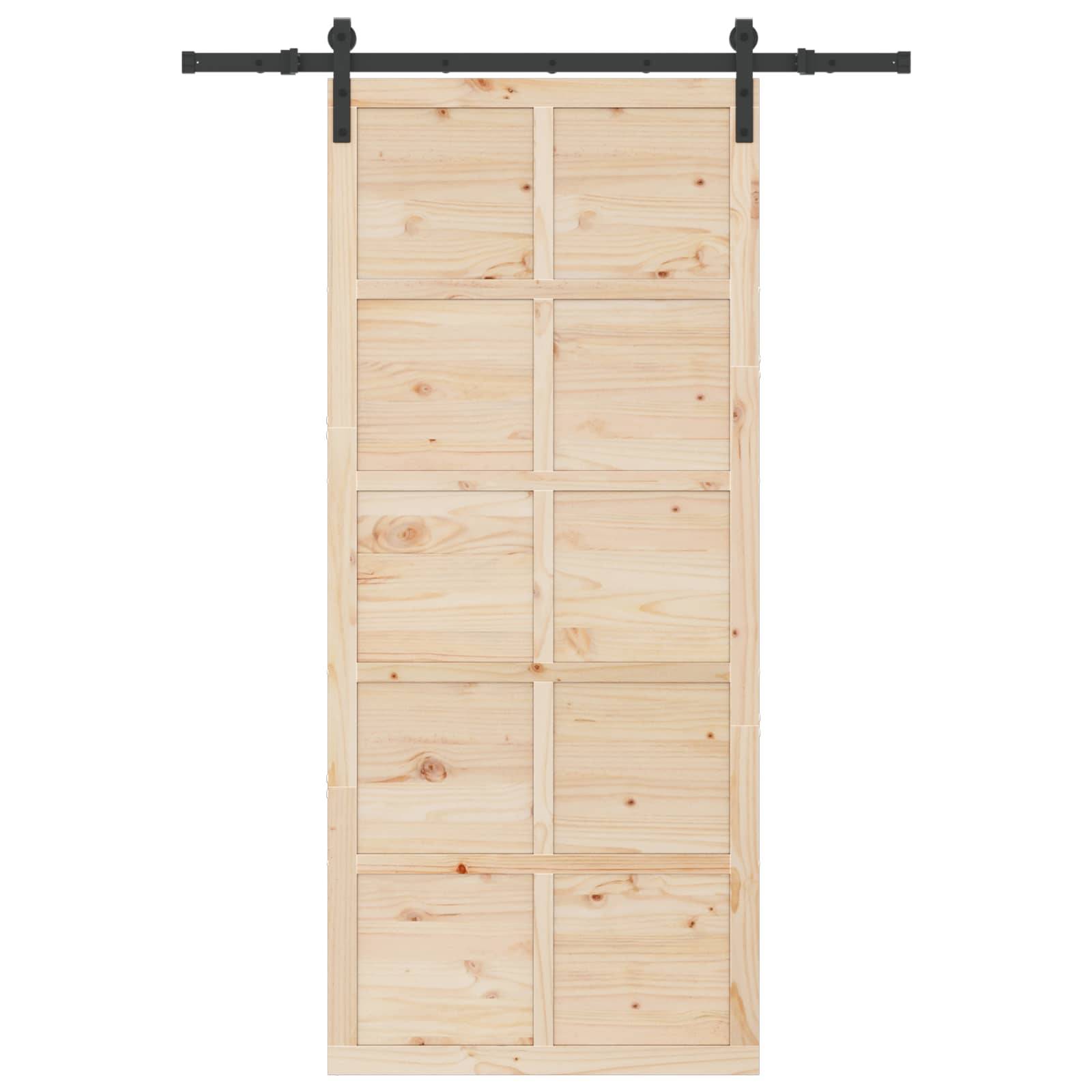 vidaXL Schiebetür Natur 80 x 208 cm Massives Kiefernholz