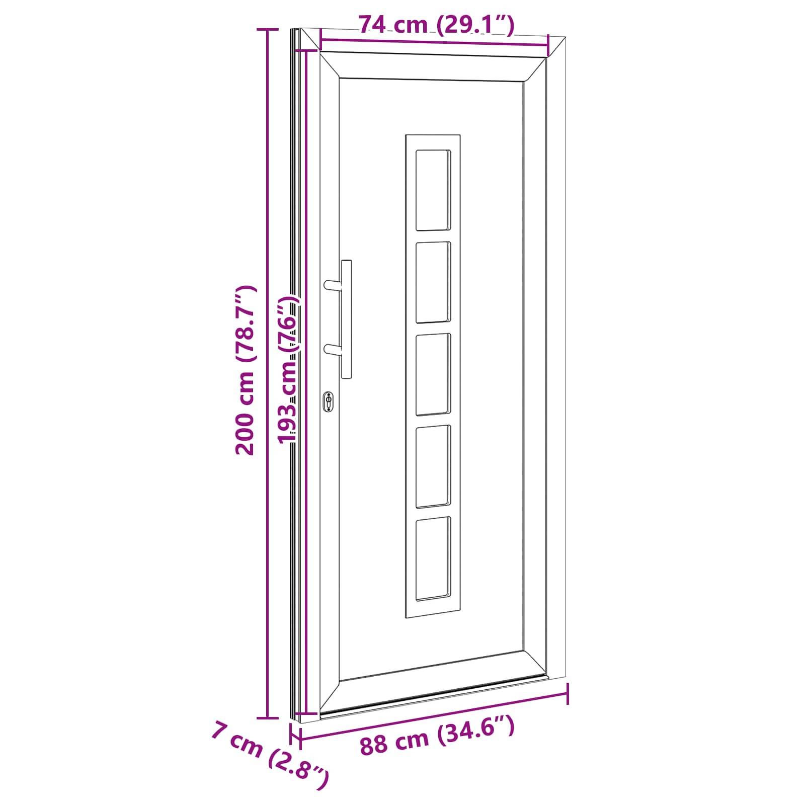 vidaXL Vordertür Weiß 88 x 200 cm PVC