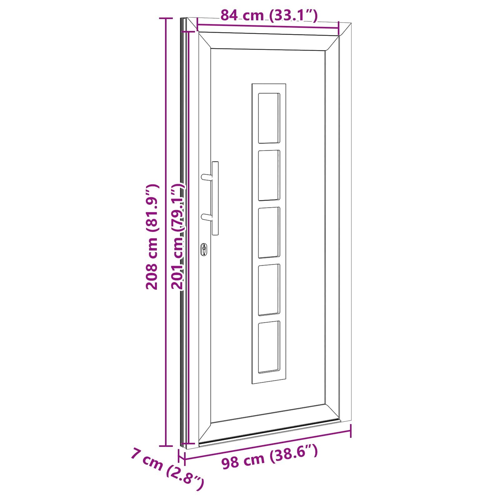 vidaXL Vordertür Weiß 98 x 208 cm PVC