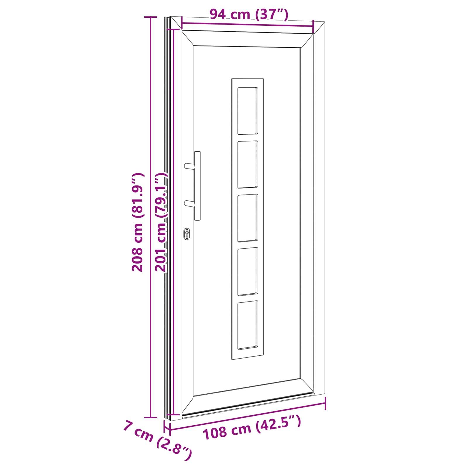 vidaXL Vordertür Weiß 108 x 208 cm PVC