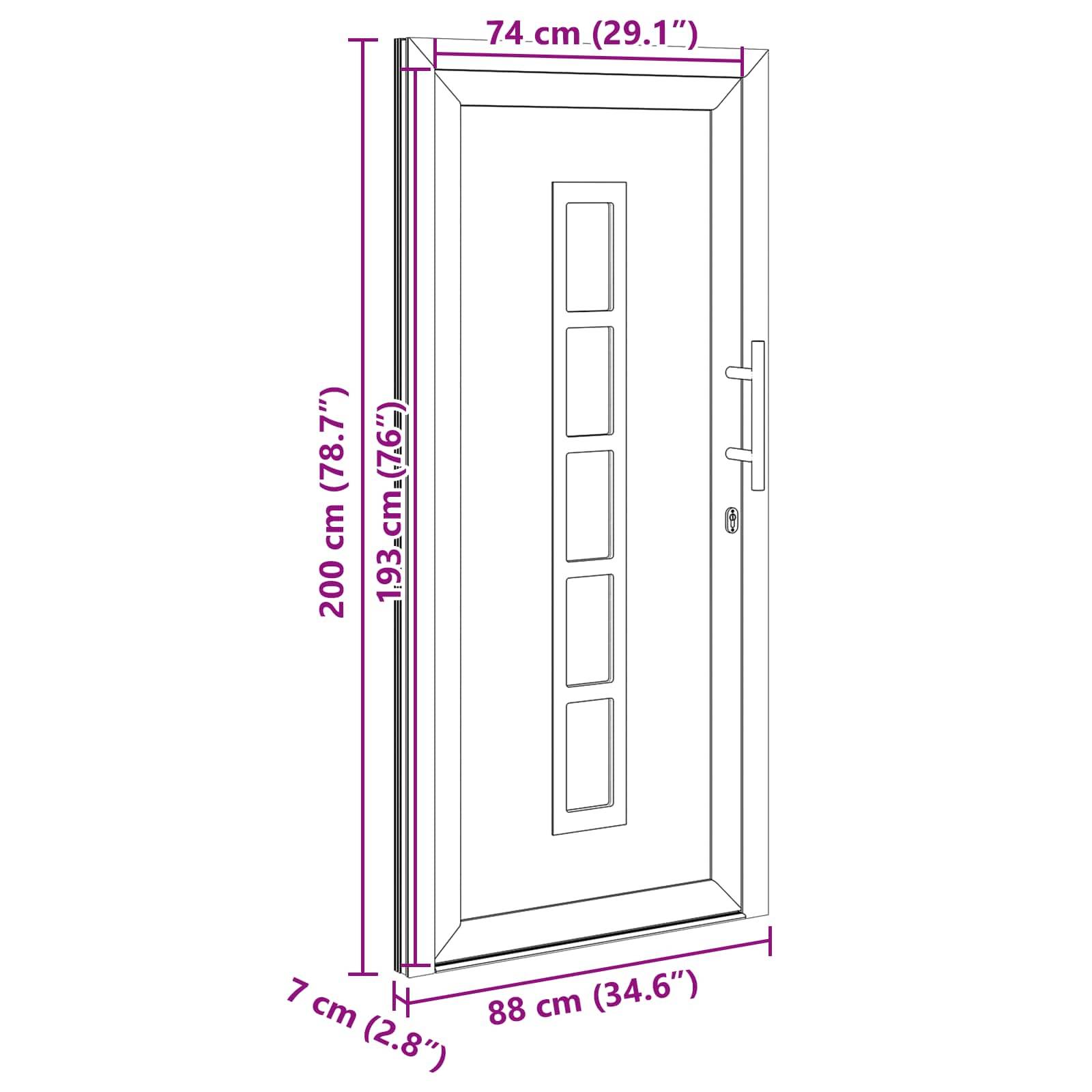 vidaXL Vordertür Weiß 88 x 200 cm PVC