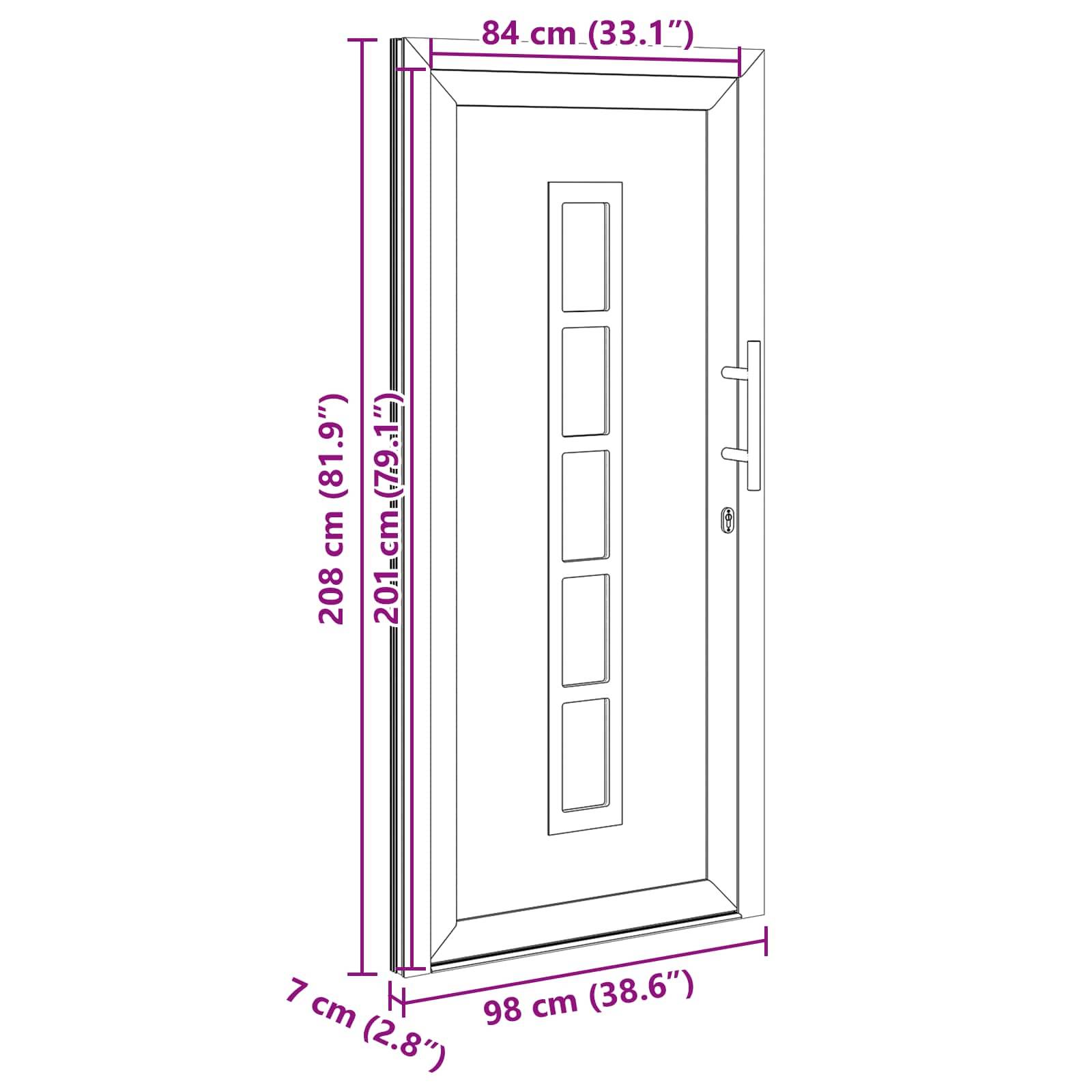vidaXL Vordertür Weiß 98 x 208 cm PVC