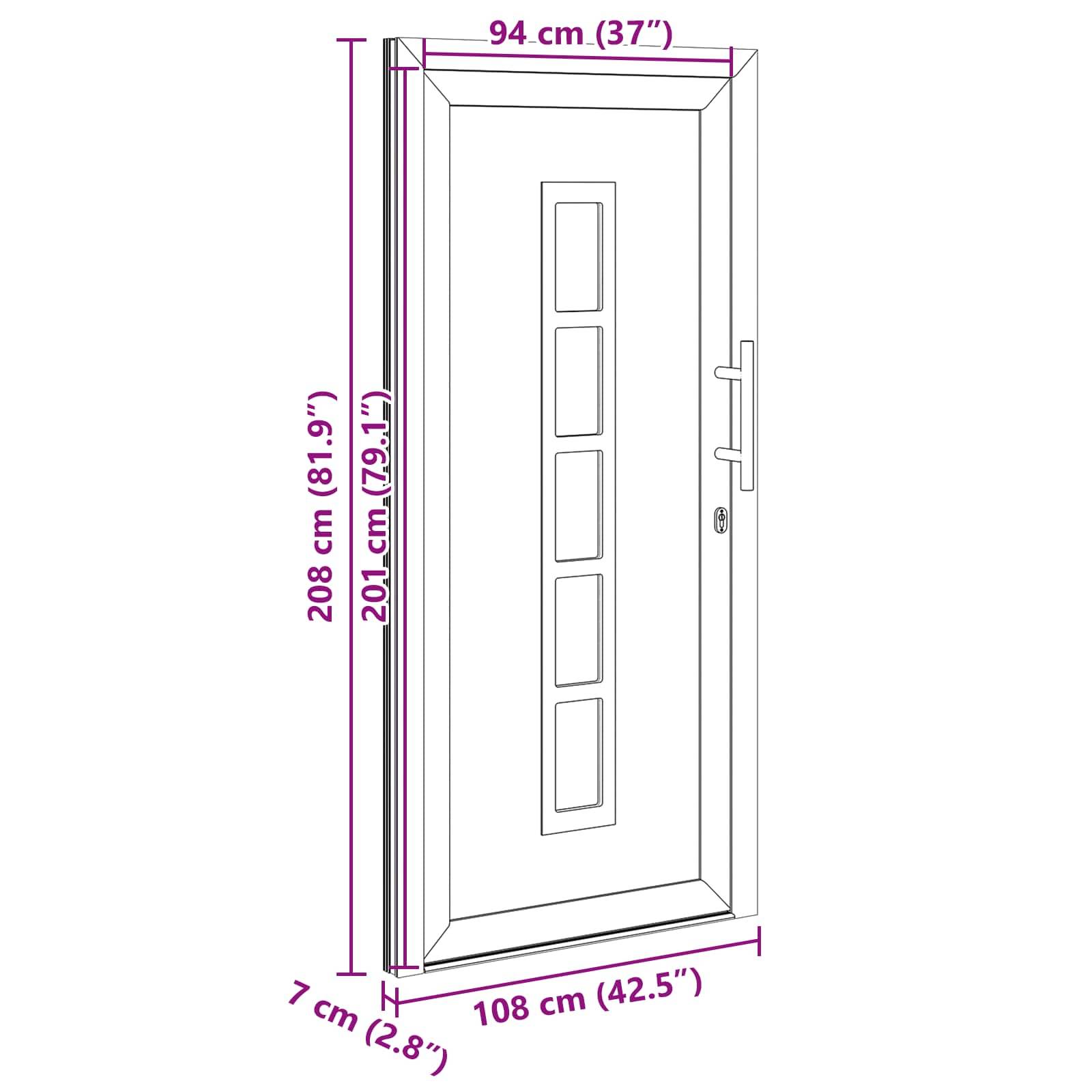vidaXL Vordertür Weiß 108 x 208 cm PVC