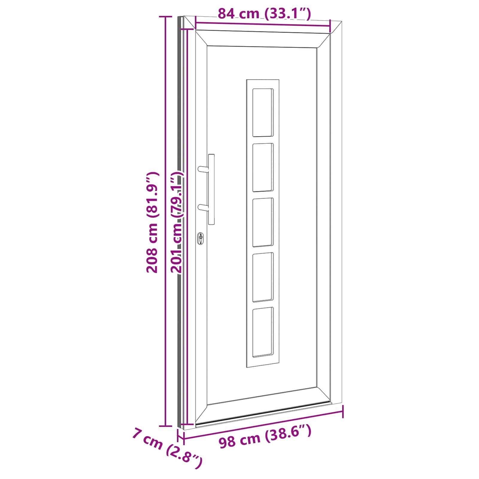 vidaXL Vordertür Anthrazit 98 x 208 cm PVC