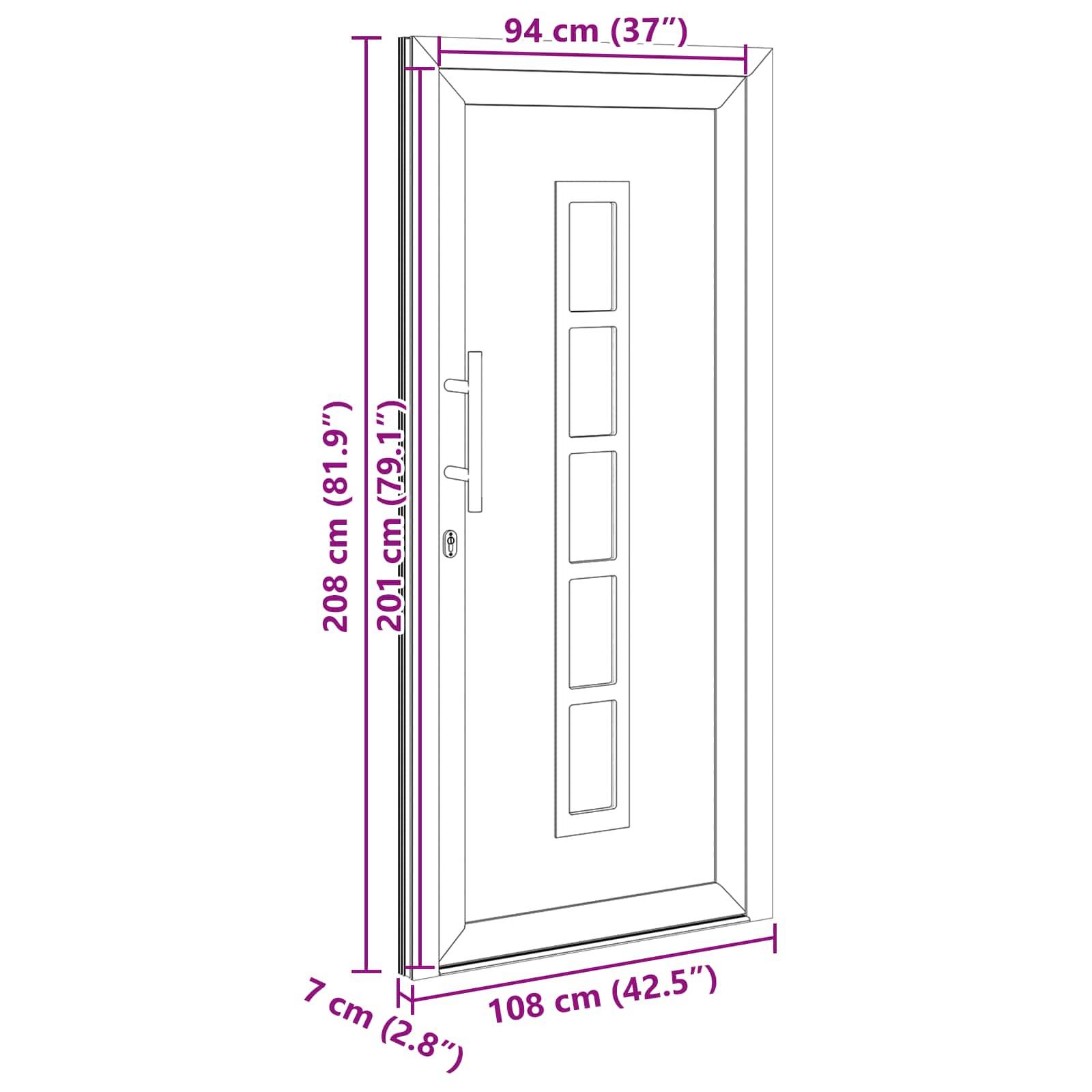 vidaXL Vordertür Anthrazit 108 x 208 cm PVC