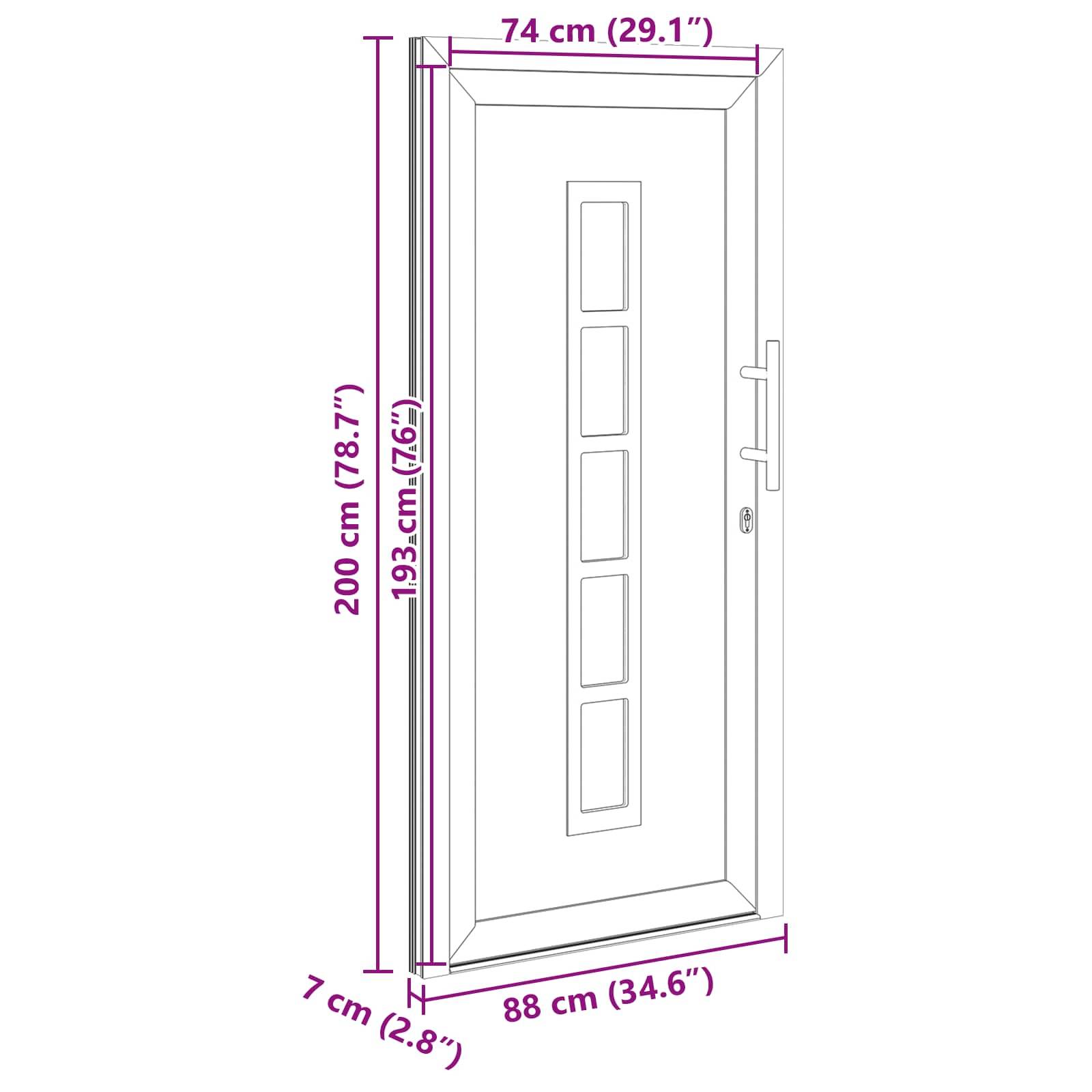 vidaXL Vordertür Anthrazit 88 x 200 cm PVC