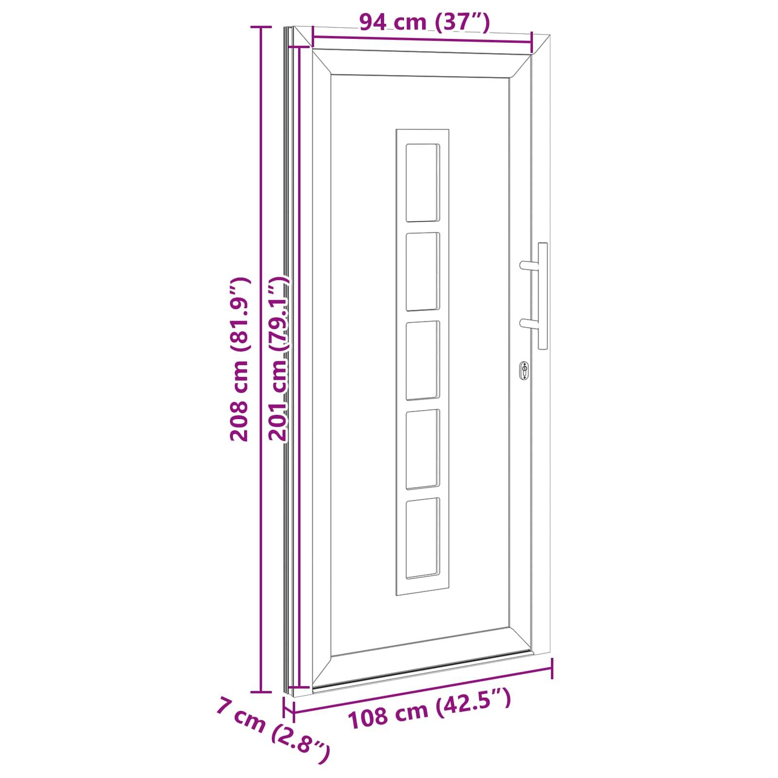 vidaXL Vordertür Anthrazit 108 x 208 cm PVC