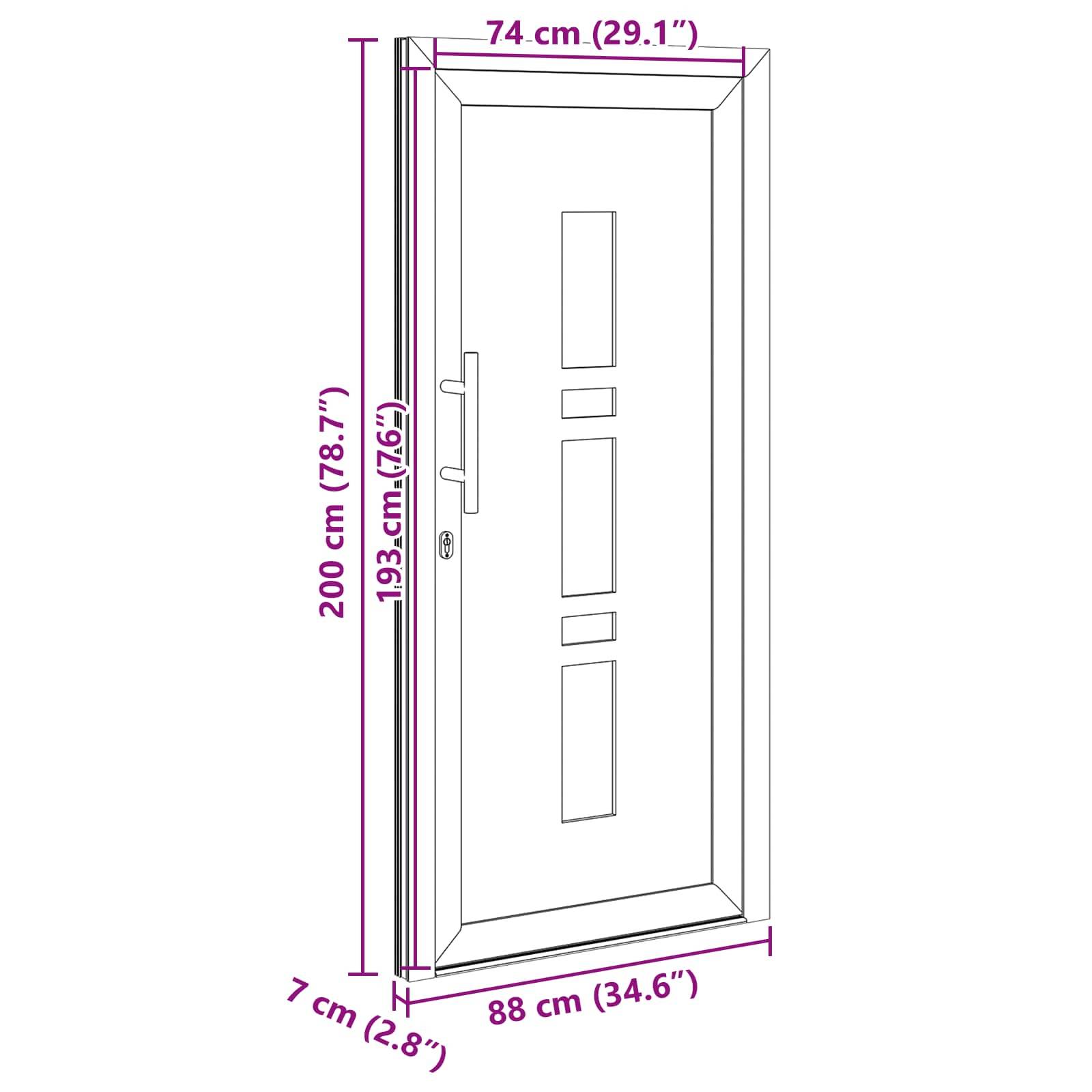 vidaXL Vordertür Anthrazit 88 x 200 cm PVC