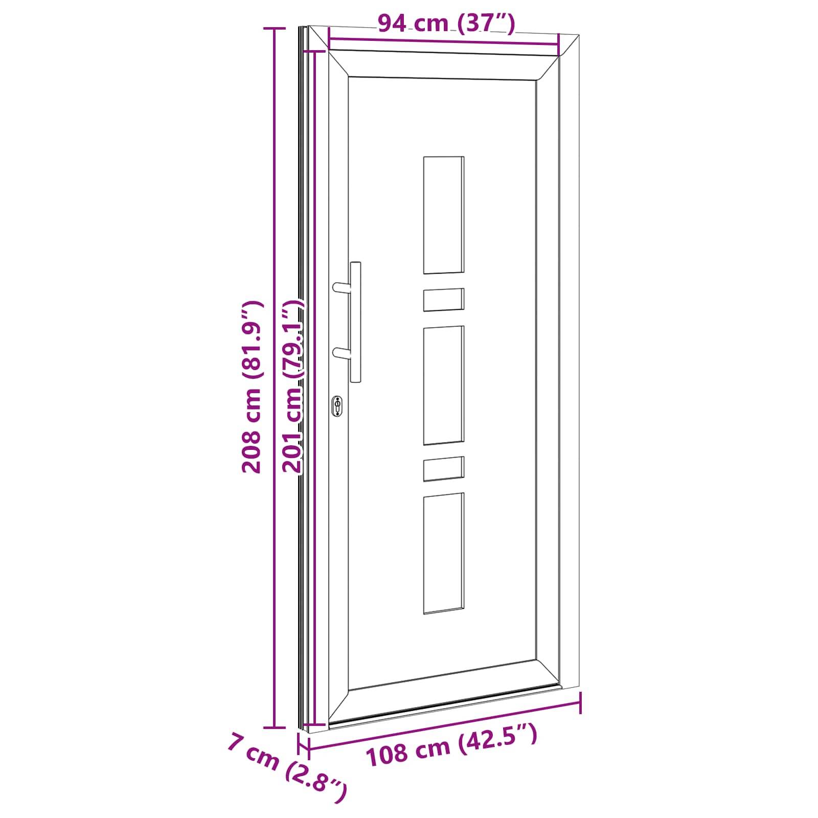 vidaXL Vordertür Anthrazit 108 x 208 cm PVC