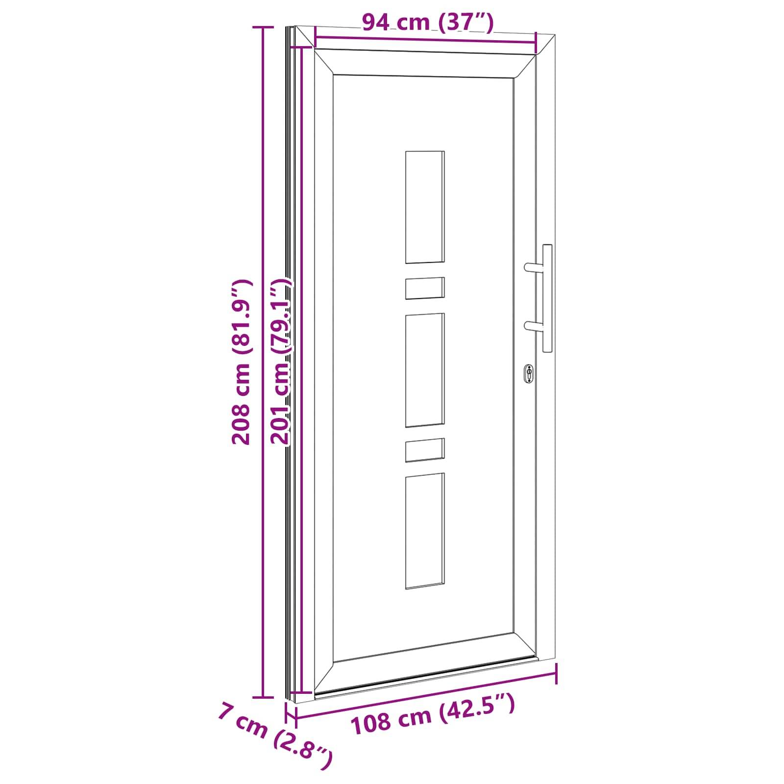 vidaXL Vordertür Anthrazit 108 x 208 cm PVC