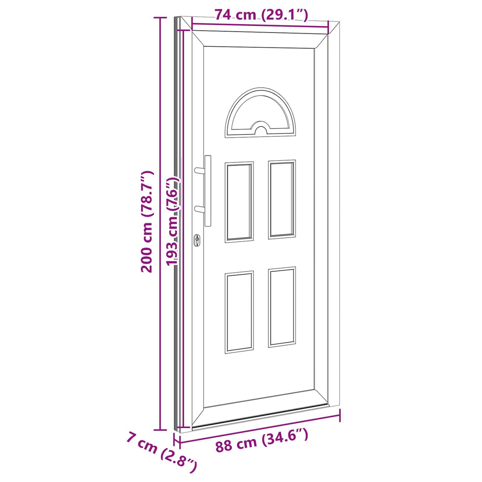 vidaXL Vordertür Anthrazit 88 x 200 cm PVC