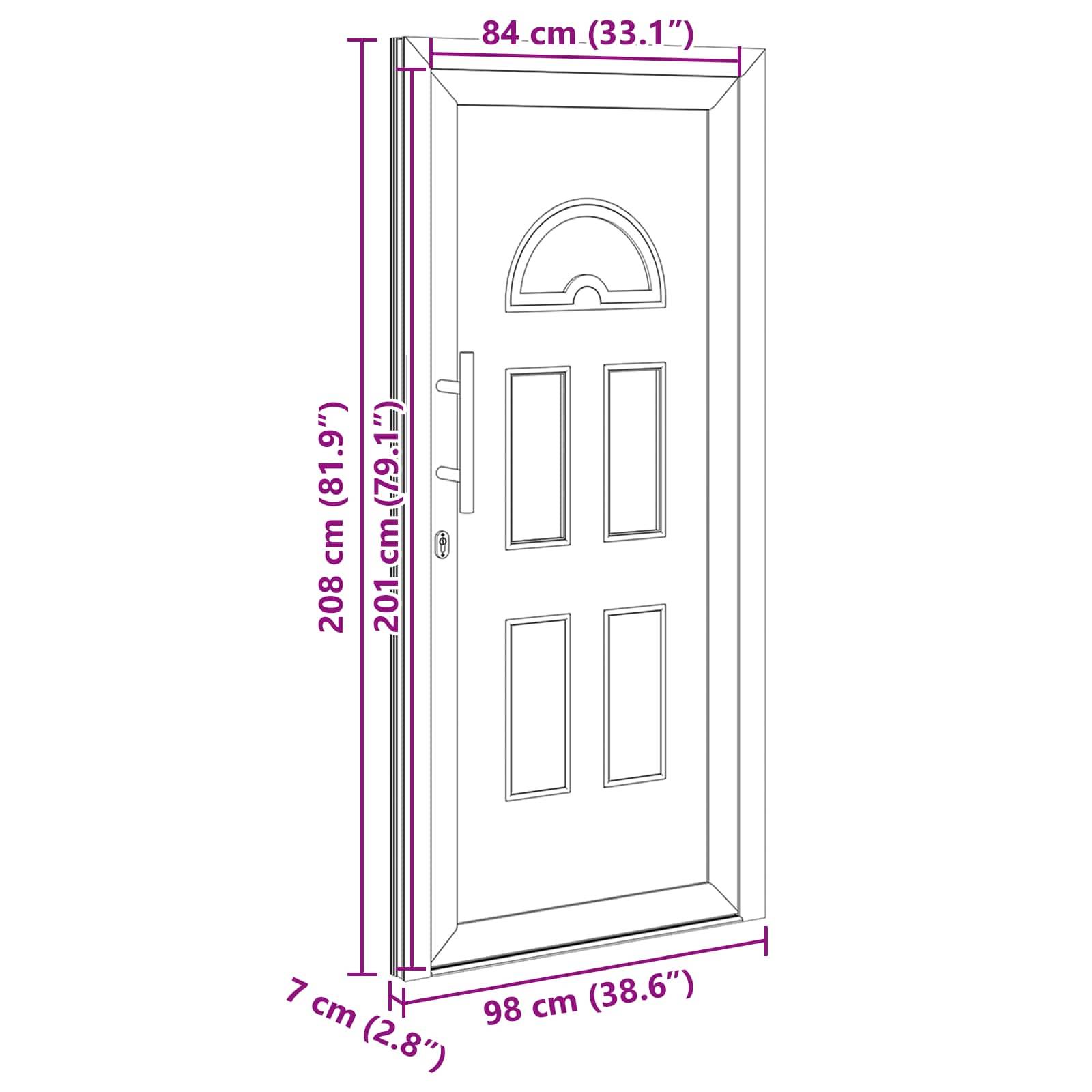 vidaXL Vordertür Anthrazit 98 x 208 cm PVC