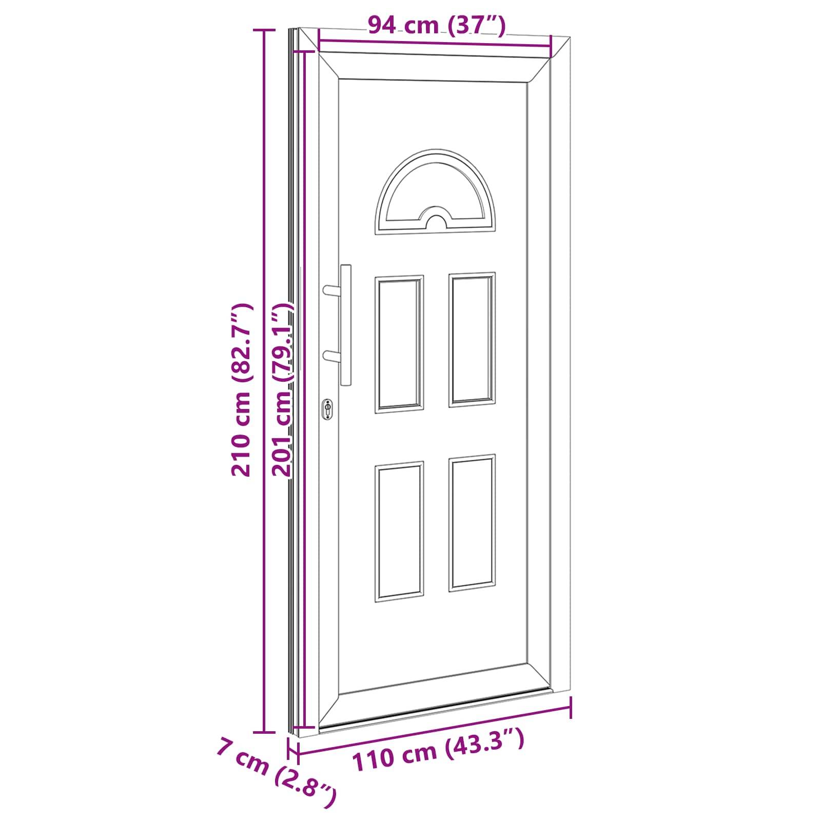 vidaXL Vordertür Anthrazit 110 x 210 cm PVC