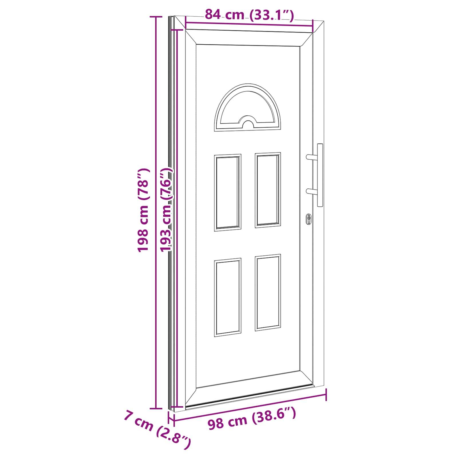 vidaXL Vordertür Anthrazit 98 x 198 cm PVC