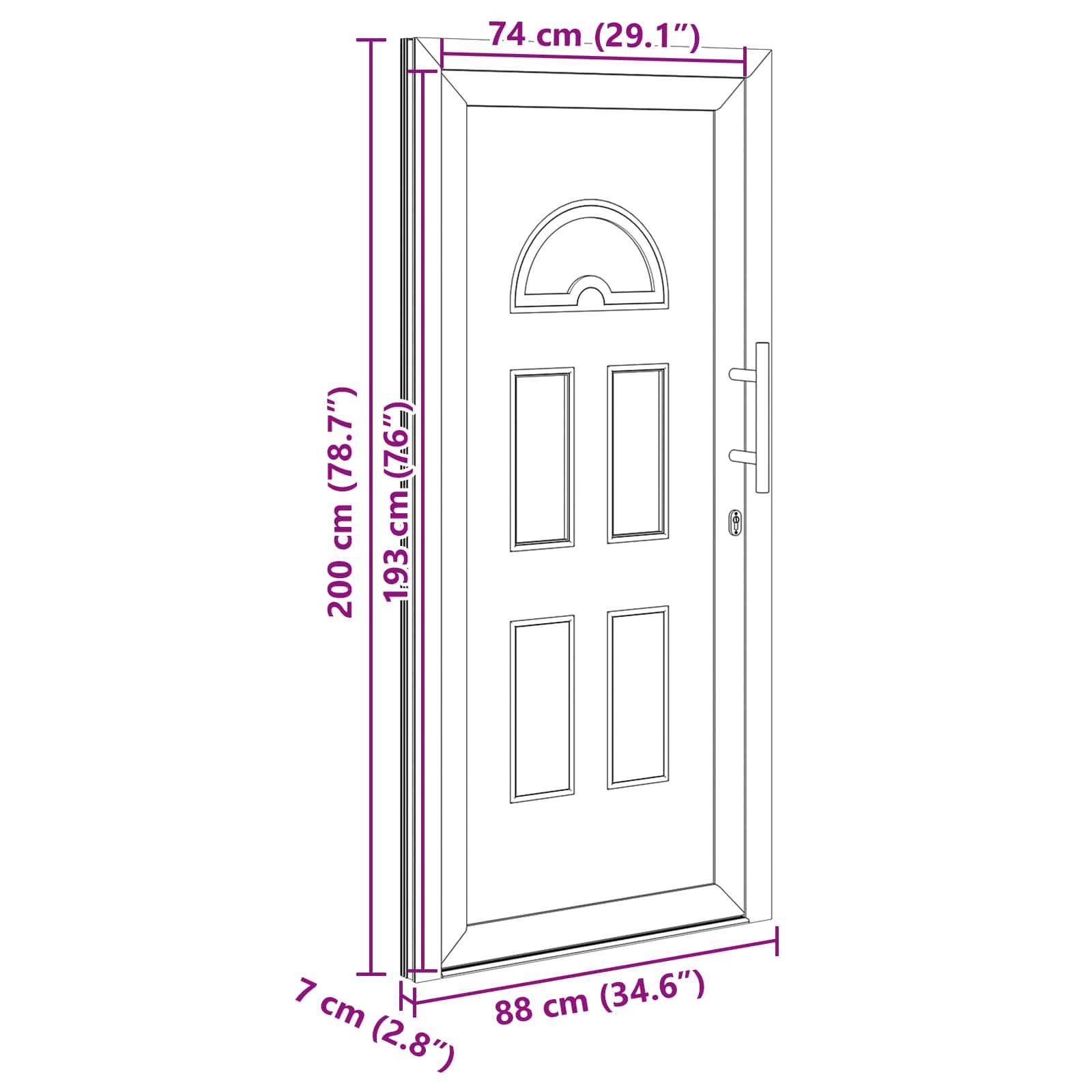 vidaXL Vordertür Anthrazit 88 x 200 cm PVC