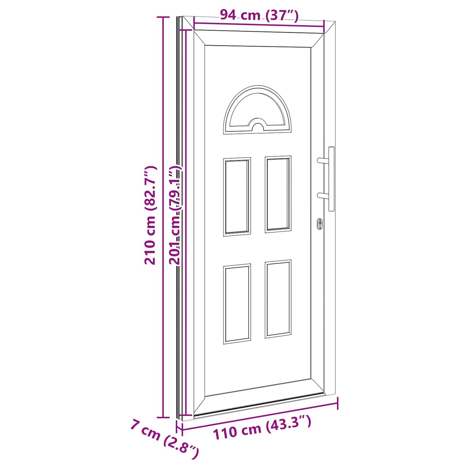 vidaXL Vordertür Anthrazit 110 x 210 cm PVC