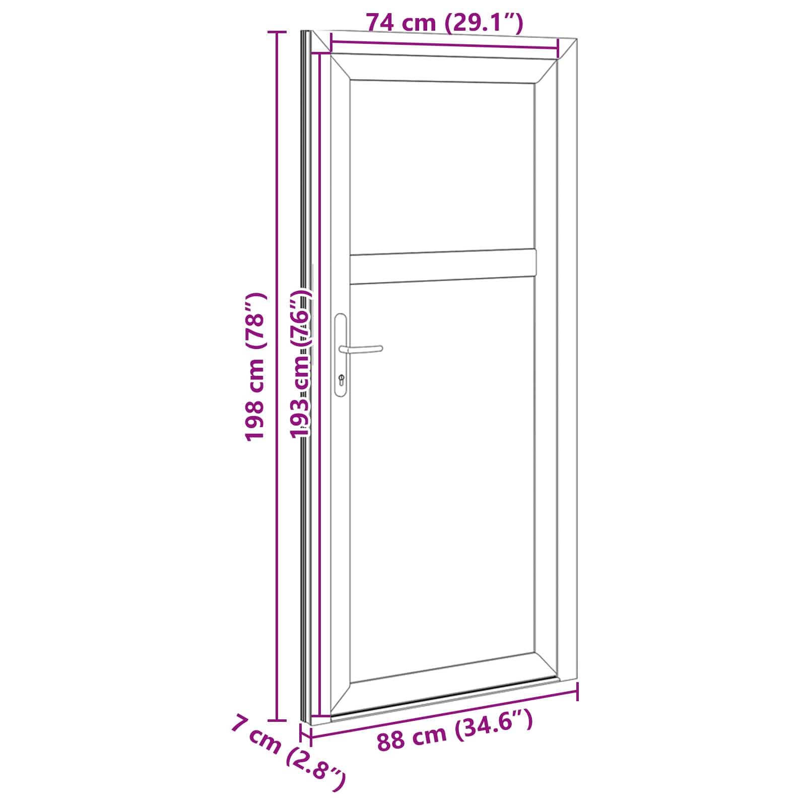 vidaXL Seiteneingangstür Anthrazit 88 x 198 cm PVC