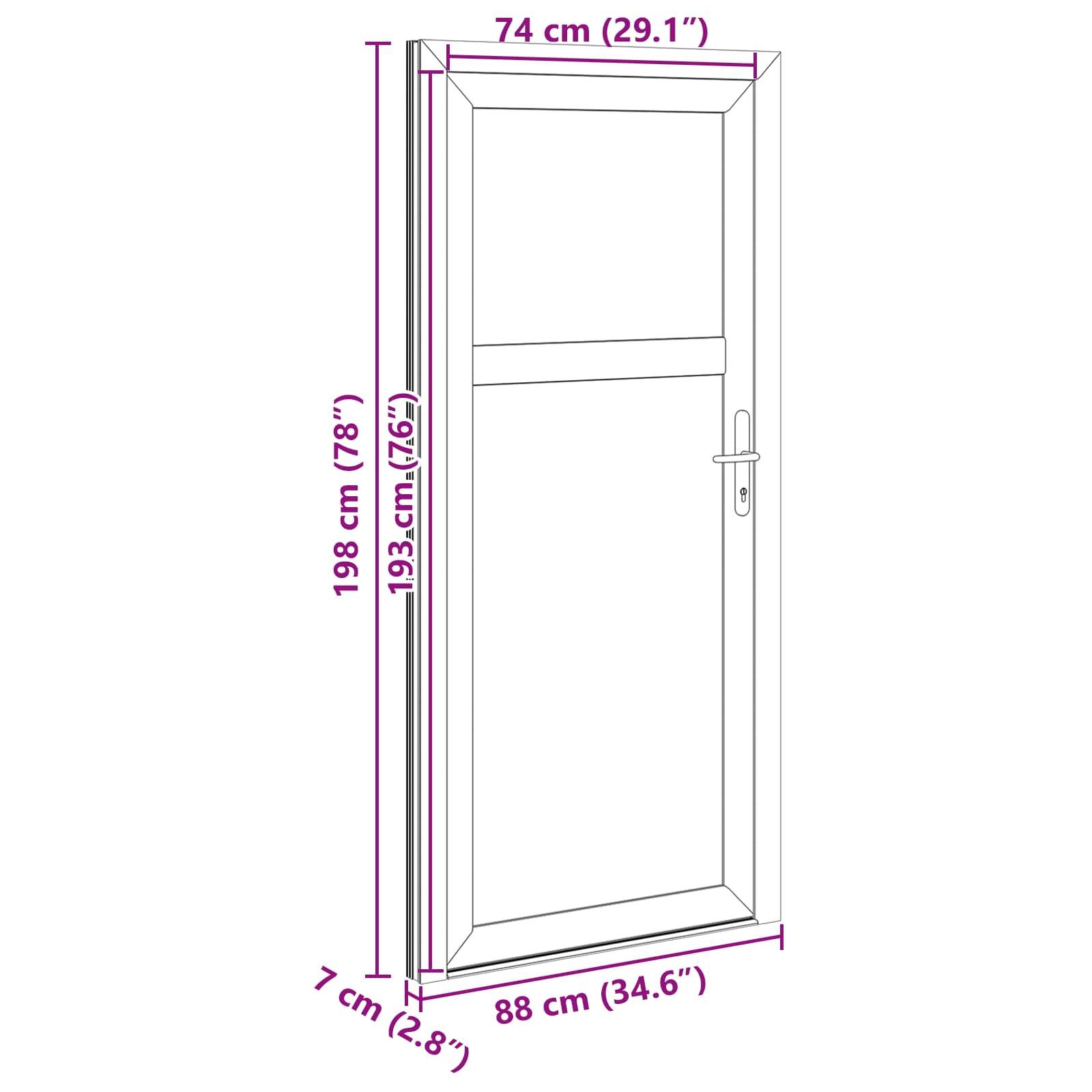 vidaXL Seiteneingangstür Anthrazit 88 x 198 cm PVC