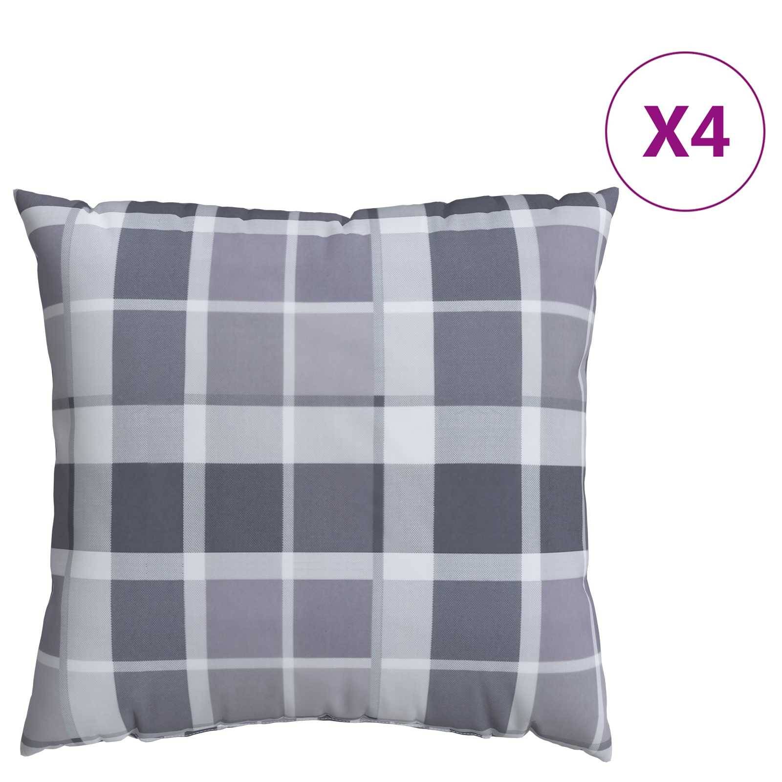 vidaXL Kissen für draußen Kariert 4 pcs Grau kariert 60 x 60 cm Stoff
