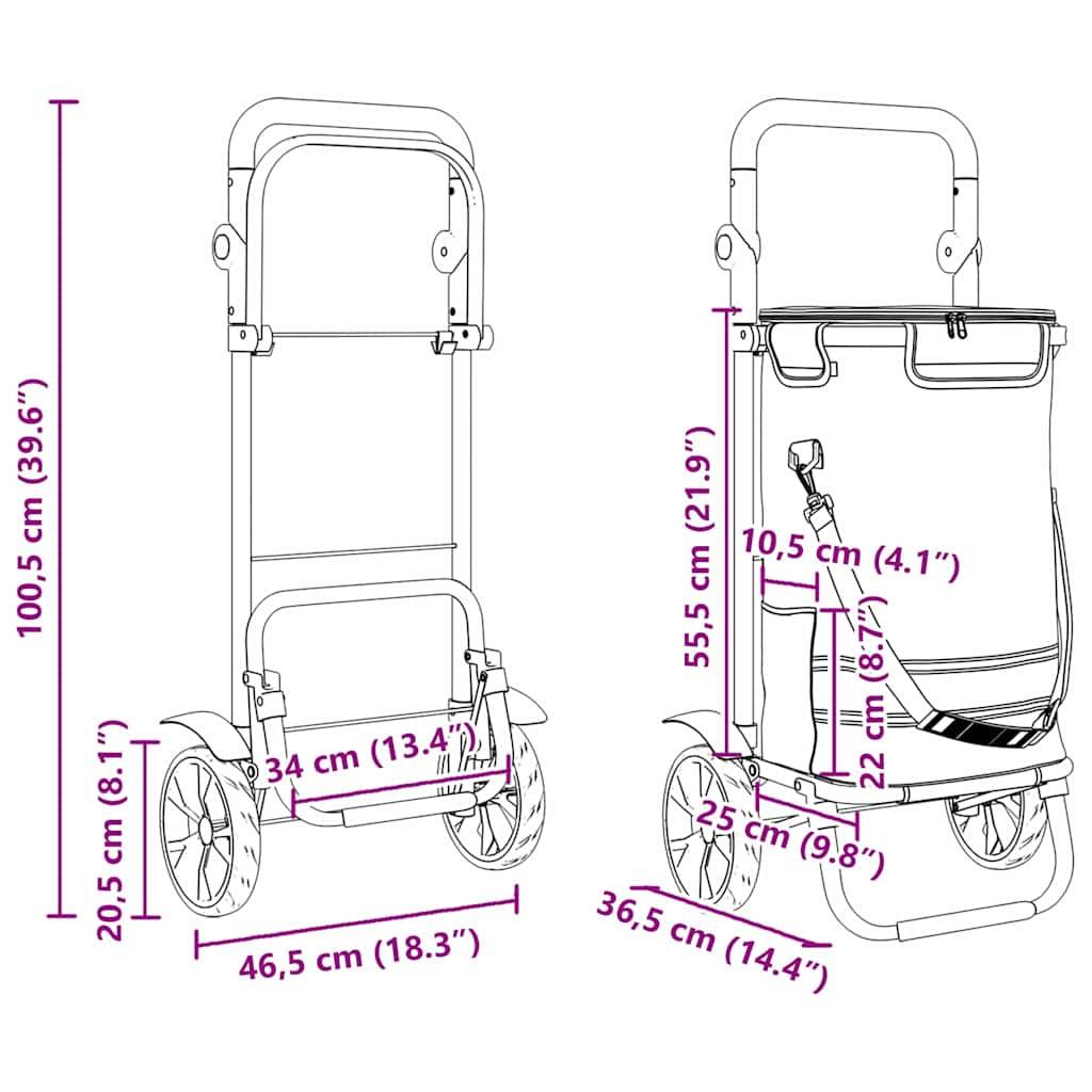 vidaXL Einkaufswagen Blau 36,5 x 46,5 x 100,5 cm Oxford-stoff