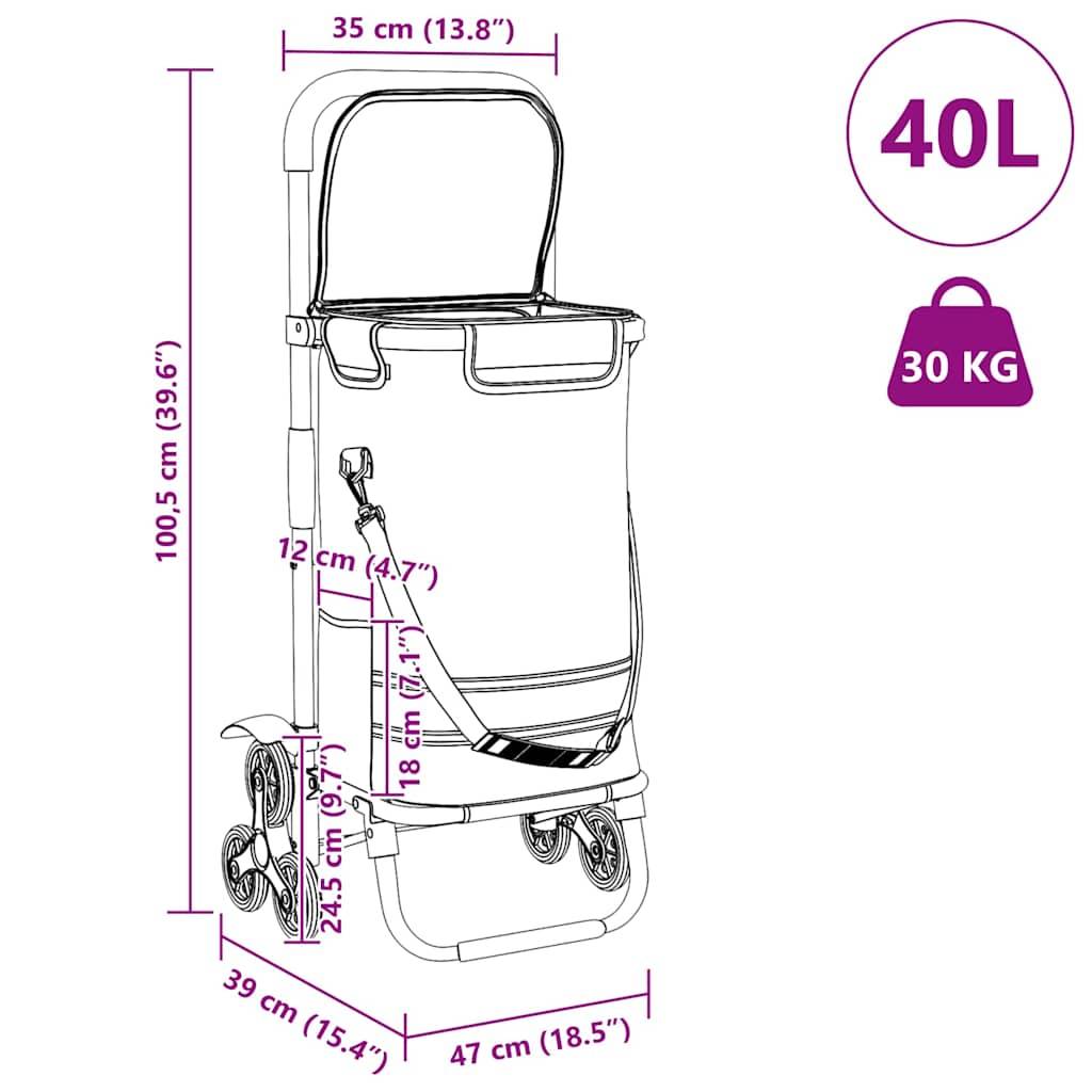 vidaXL Einkaufswagen Grau 47 x 39 x 100,5 cm Oxford-stoff