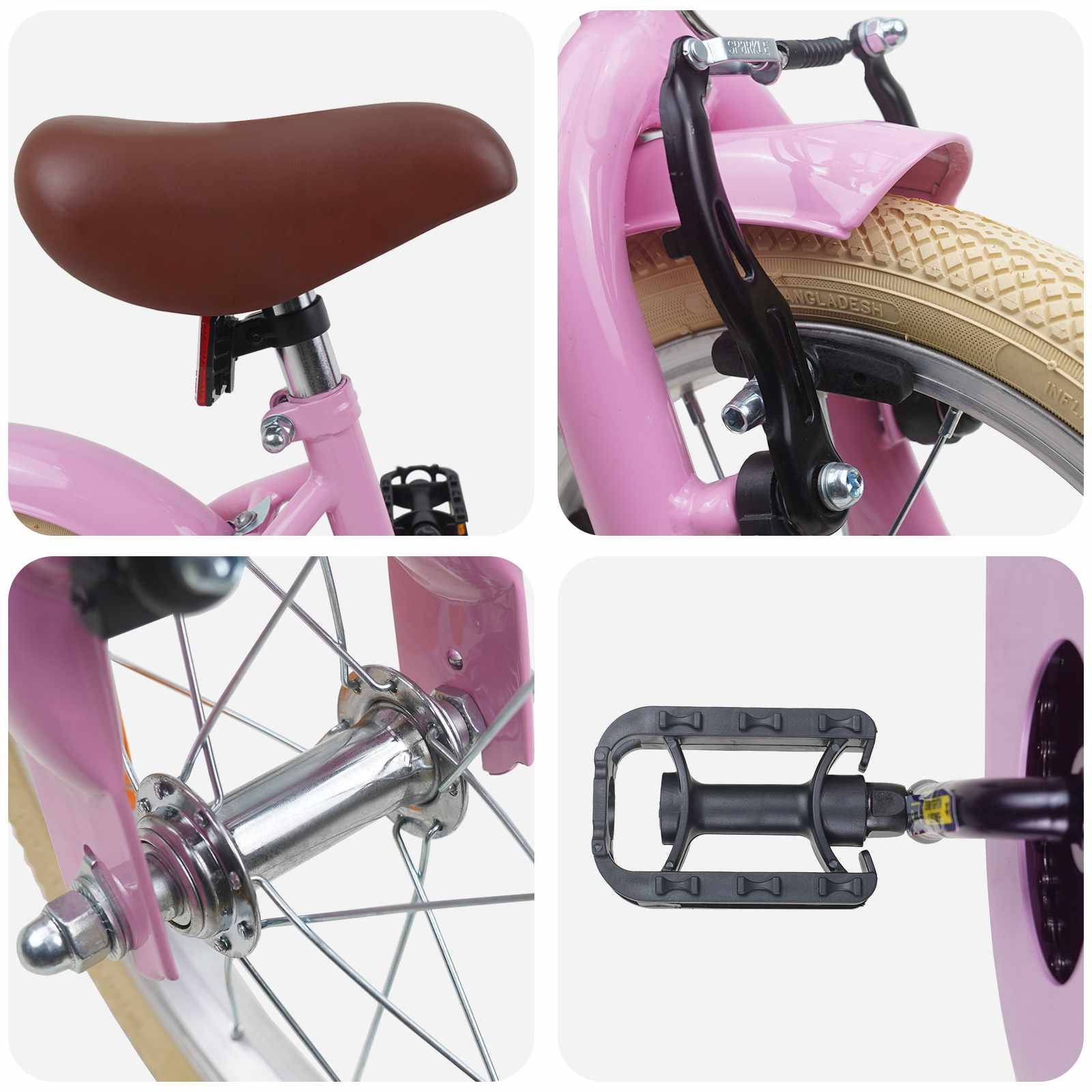 vidaXL Kinderfahrrad 16 Zoll für 4-6 Jahre alt Hellrosa