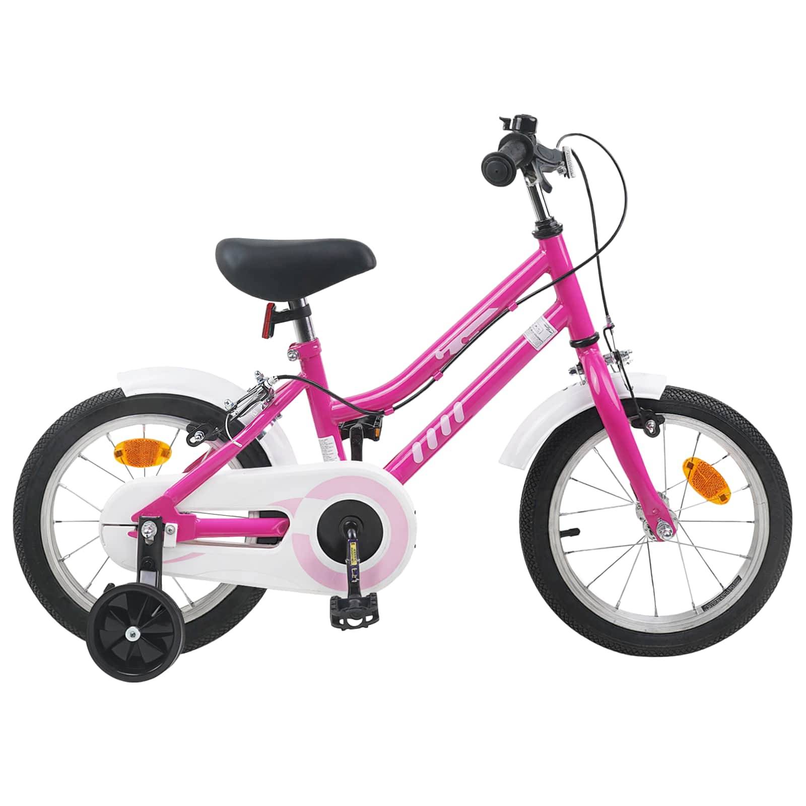vidaXL Kinderfahrrad 14 Zoll für 3-5 Jahre alt Pink Weiß