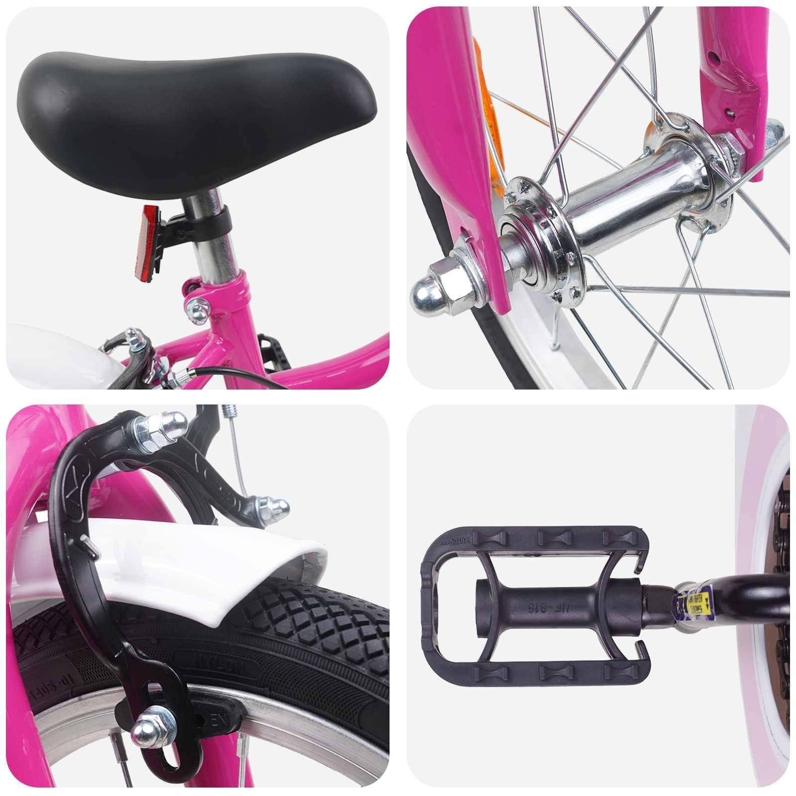 vidaXL Kinderfahrrad 16 Zoll für 4-6 Jahre alt Pink Weiß
