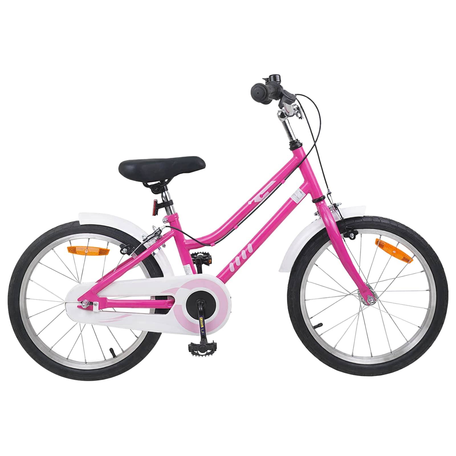 vidaXL Kinderfahrrad 18 Zoll für 5-7 Jahre alt Pink Weiß