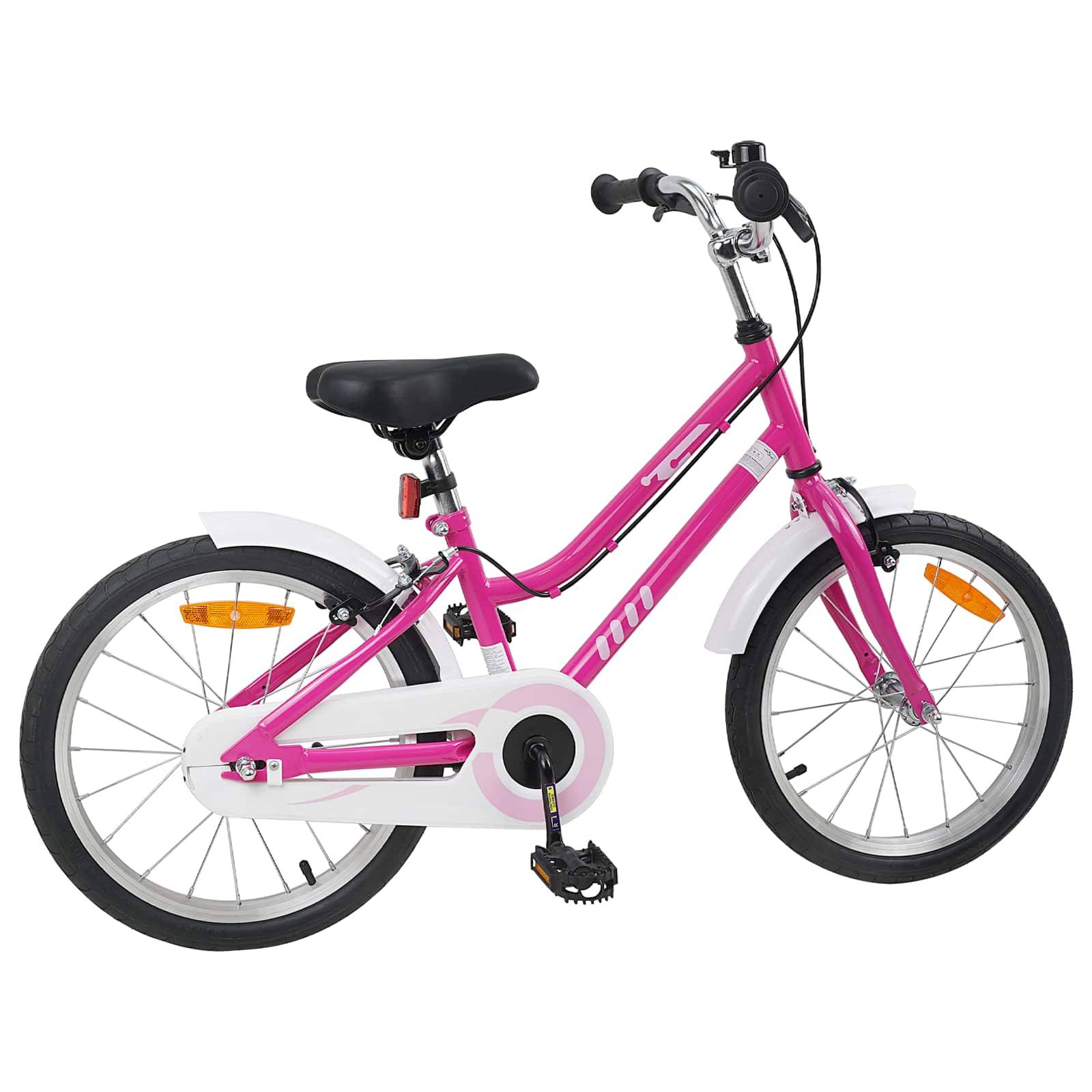 vidaXL Kinderfahrrad 18 Zoll für 5-7 Jahre alt Pink Weiß