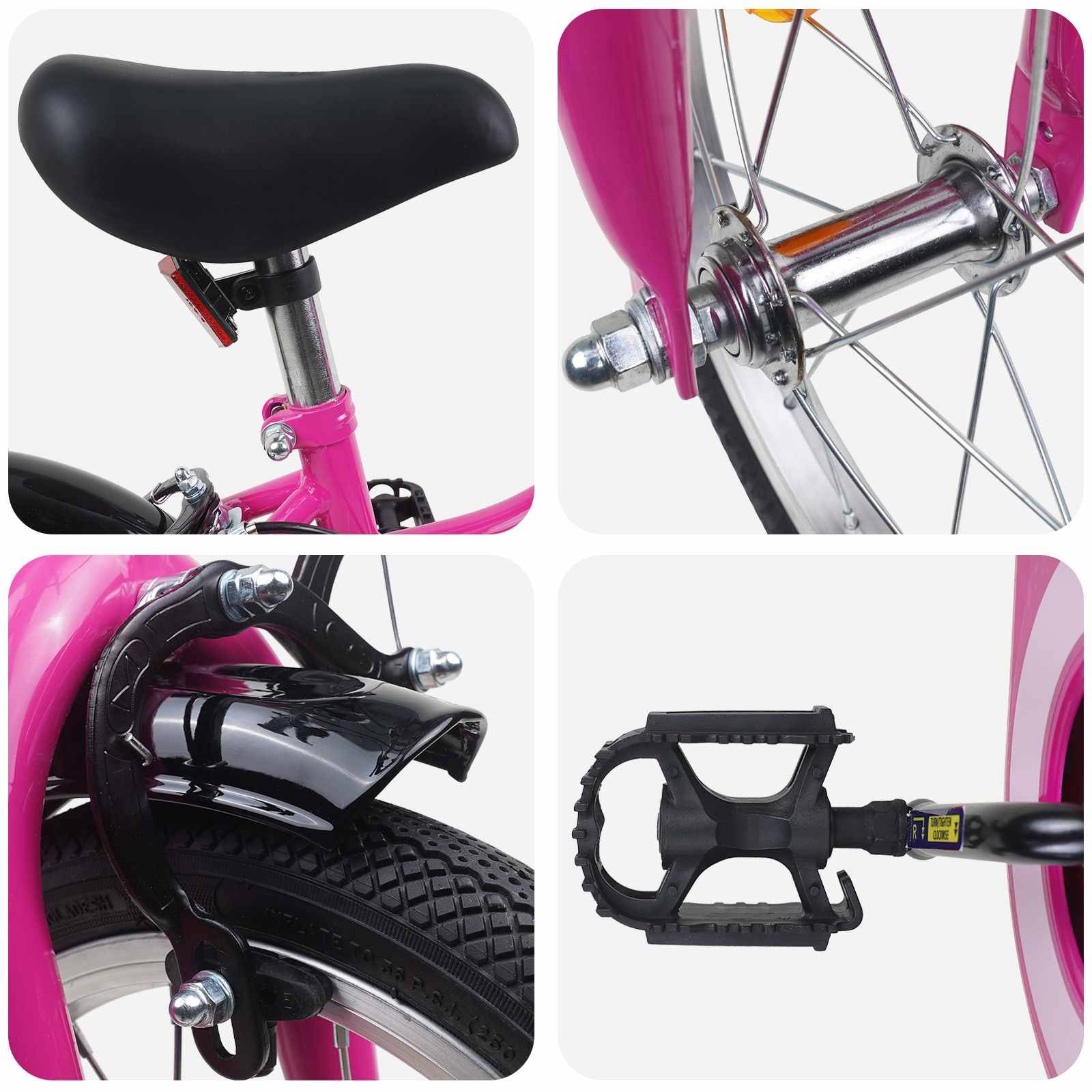 vidaXL Kinderfahrrad 14 Zoll für 3-5 Jahre alt Pink Schwarz